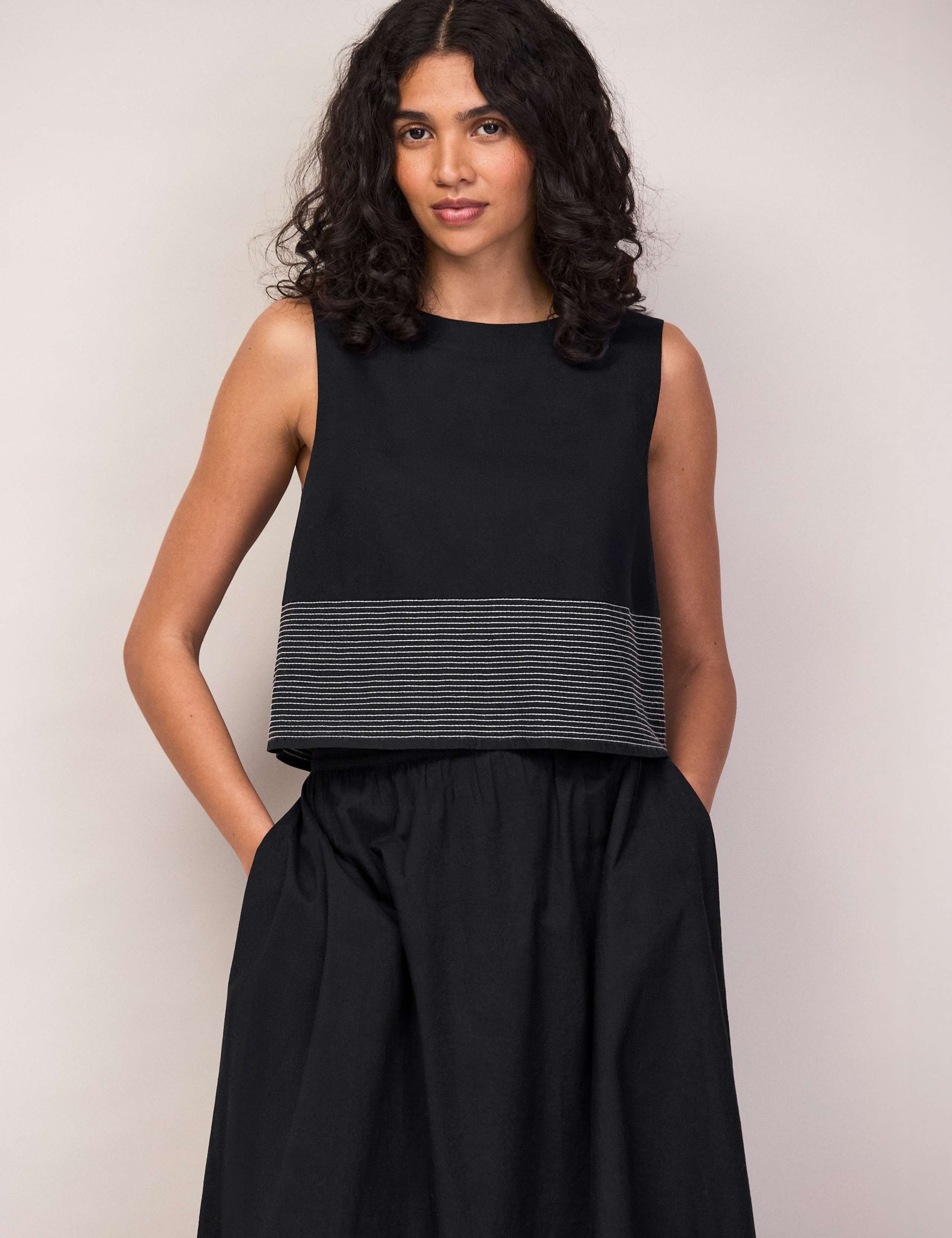 Pure Cotton Keyhole Contrast Shell Top 6 of 6