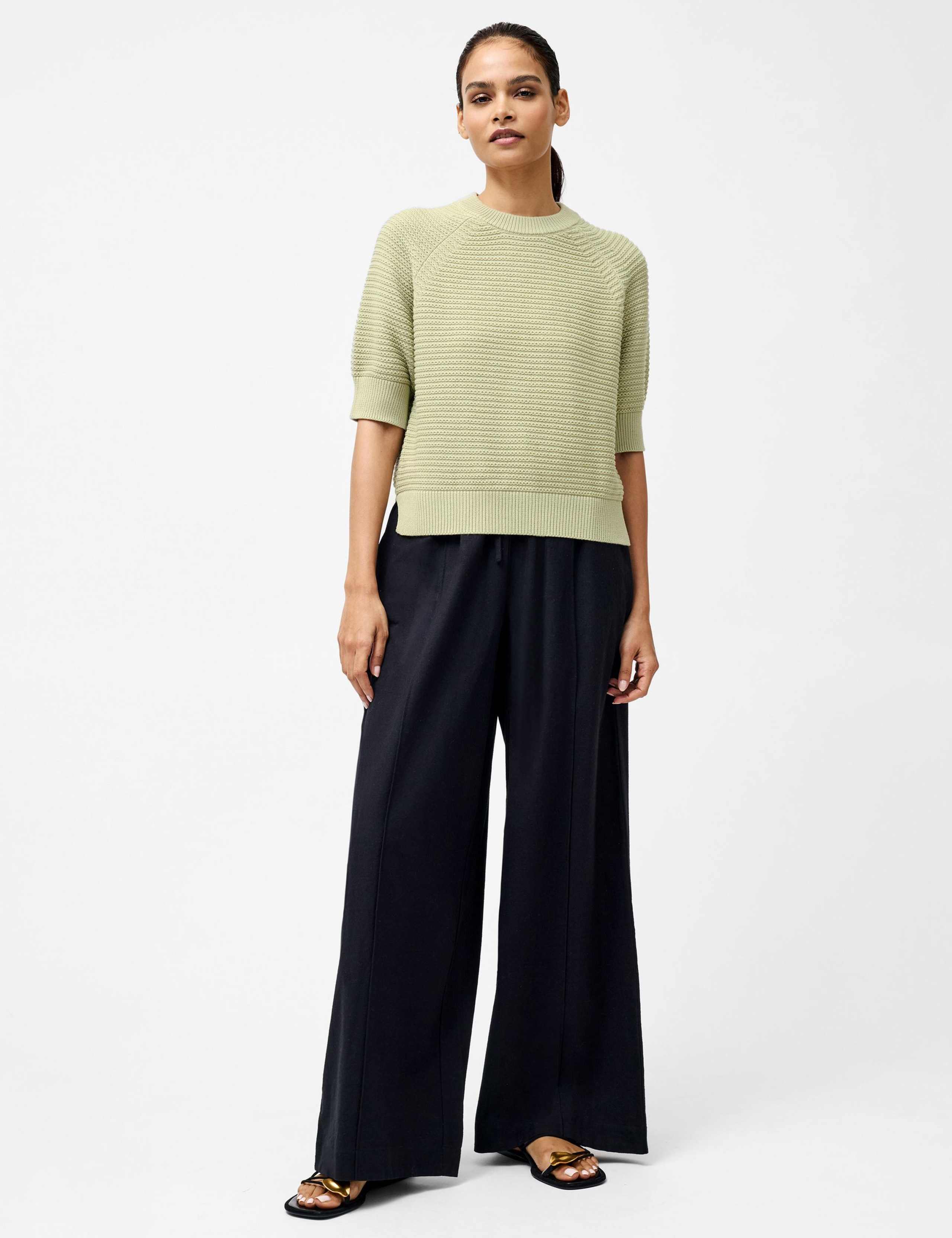 Pure Cotton Textured Crew Neck Jumper 3 of 3