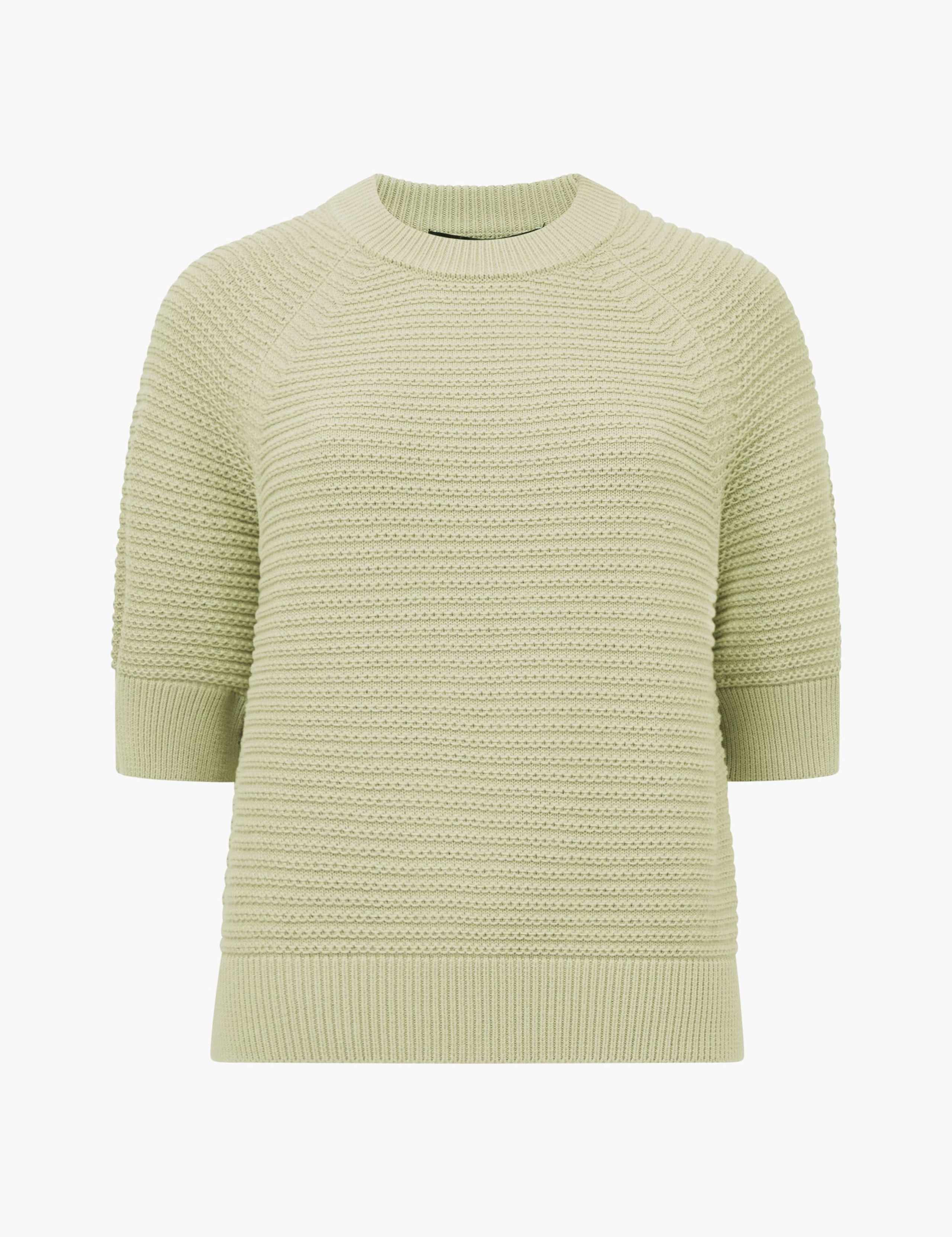 Pure Cotton Textured Crew Neck Jumper 2 of 3