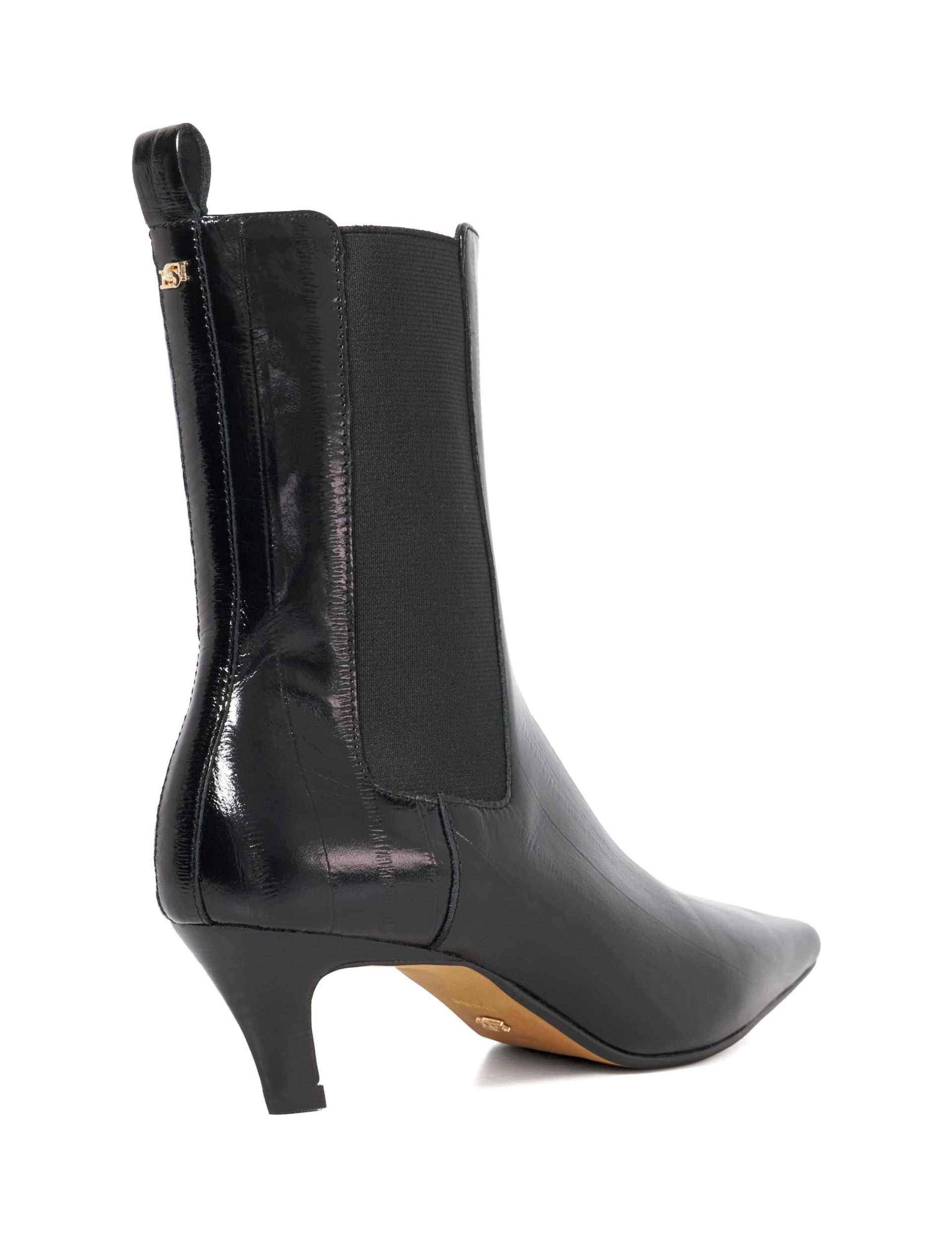 Leather Angled Mid Kitten Heel Ankle Boots 3 of 6