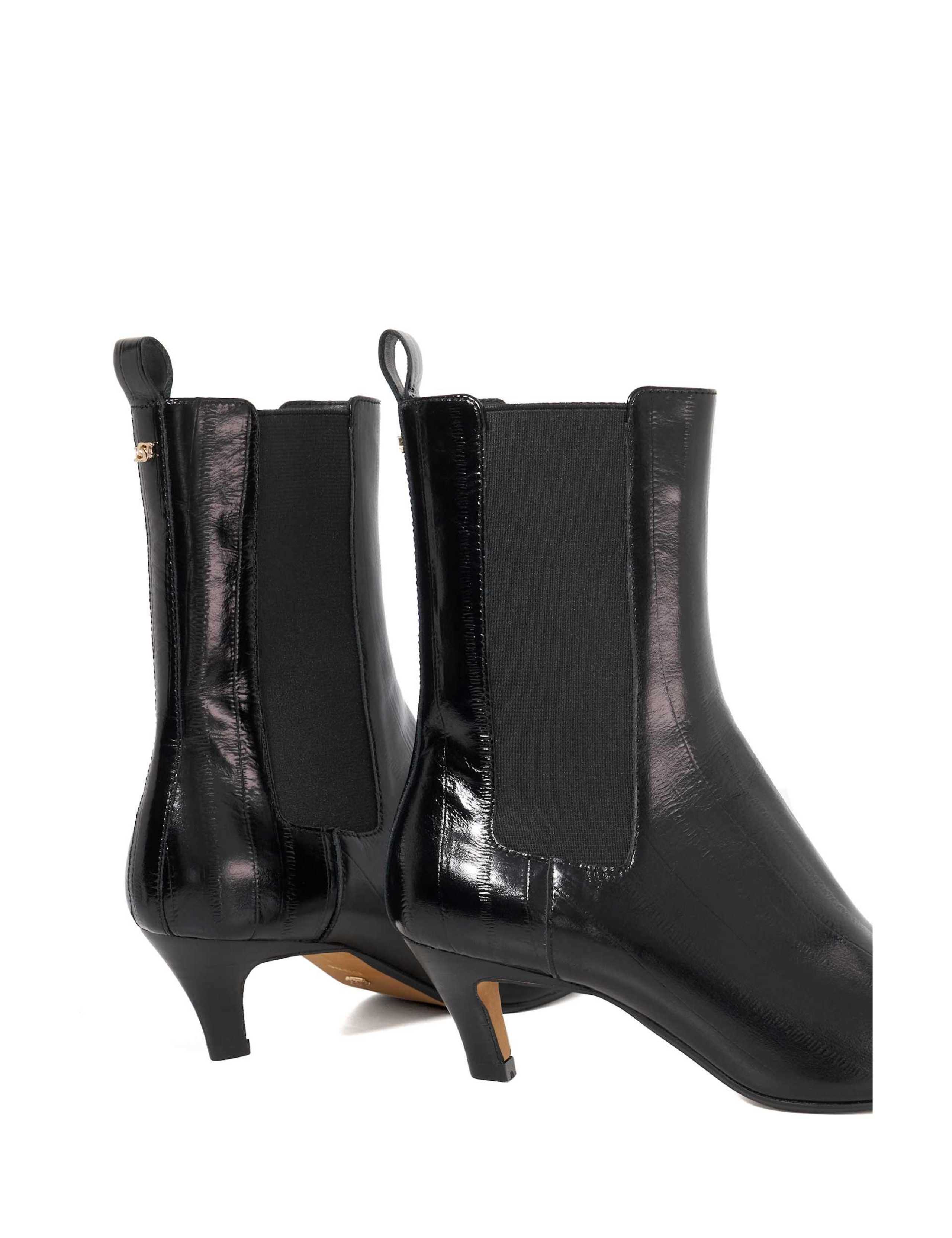 Leather Angled Mid Kitten Heel Ankle Boots 5 of 6