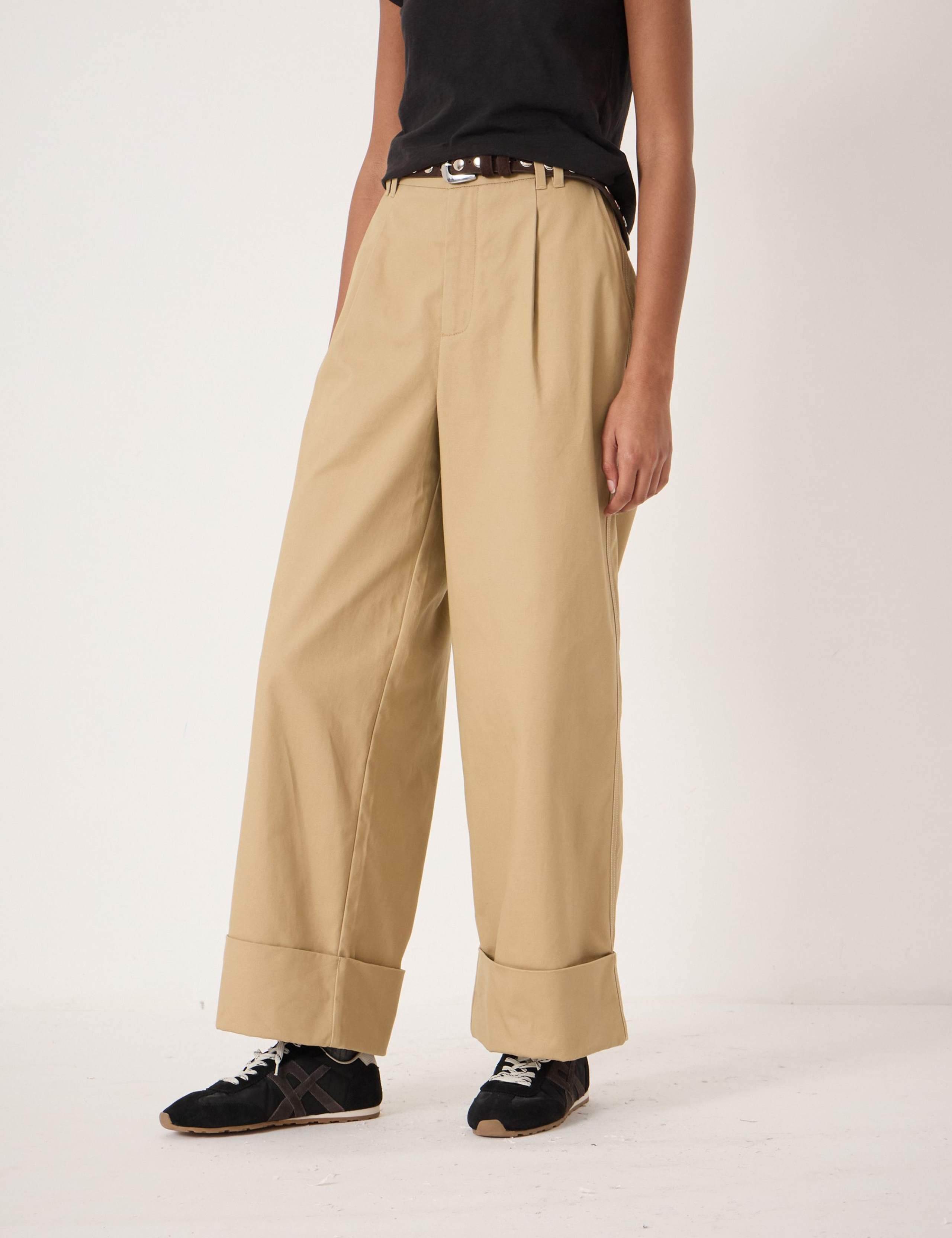Pure Cotton Wide Leg Trousers 3 of 5