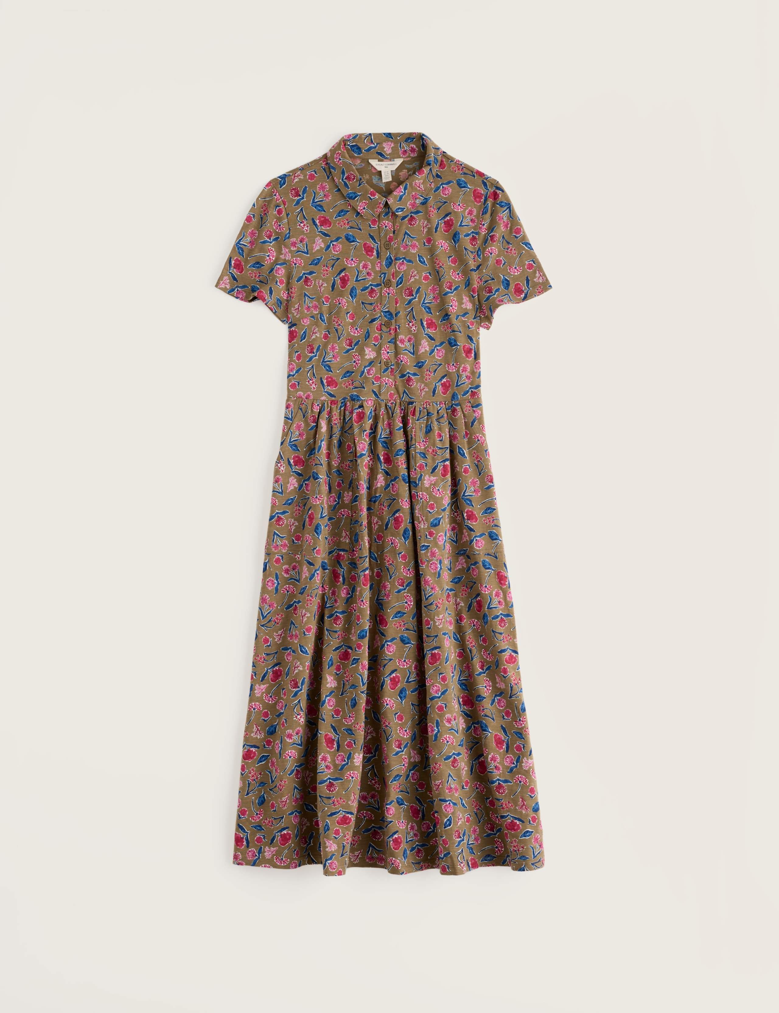 Pure Cotton Floral Midi Shirt Dress 2 of 5