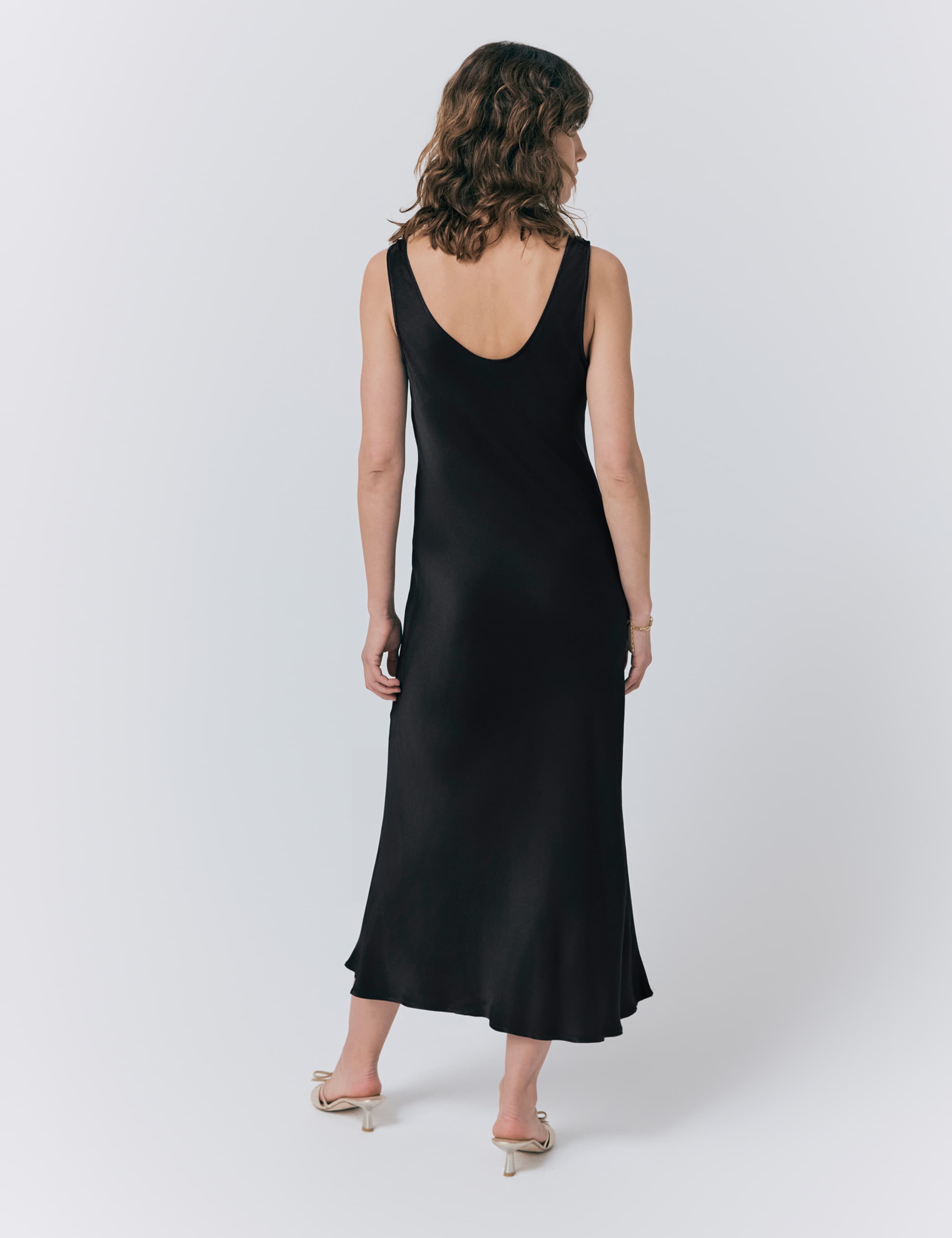 Satin Scoop Neck Midi Slip Dress 2 of 4