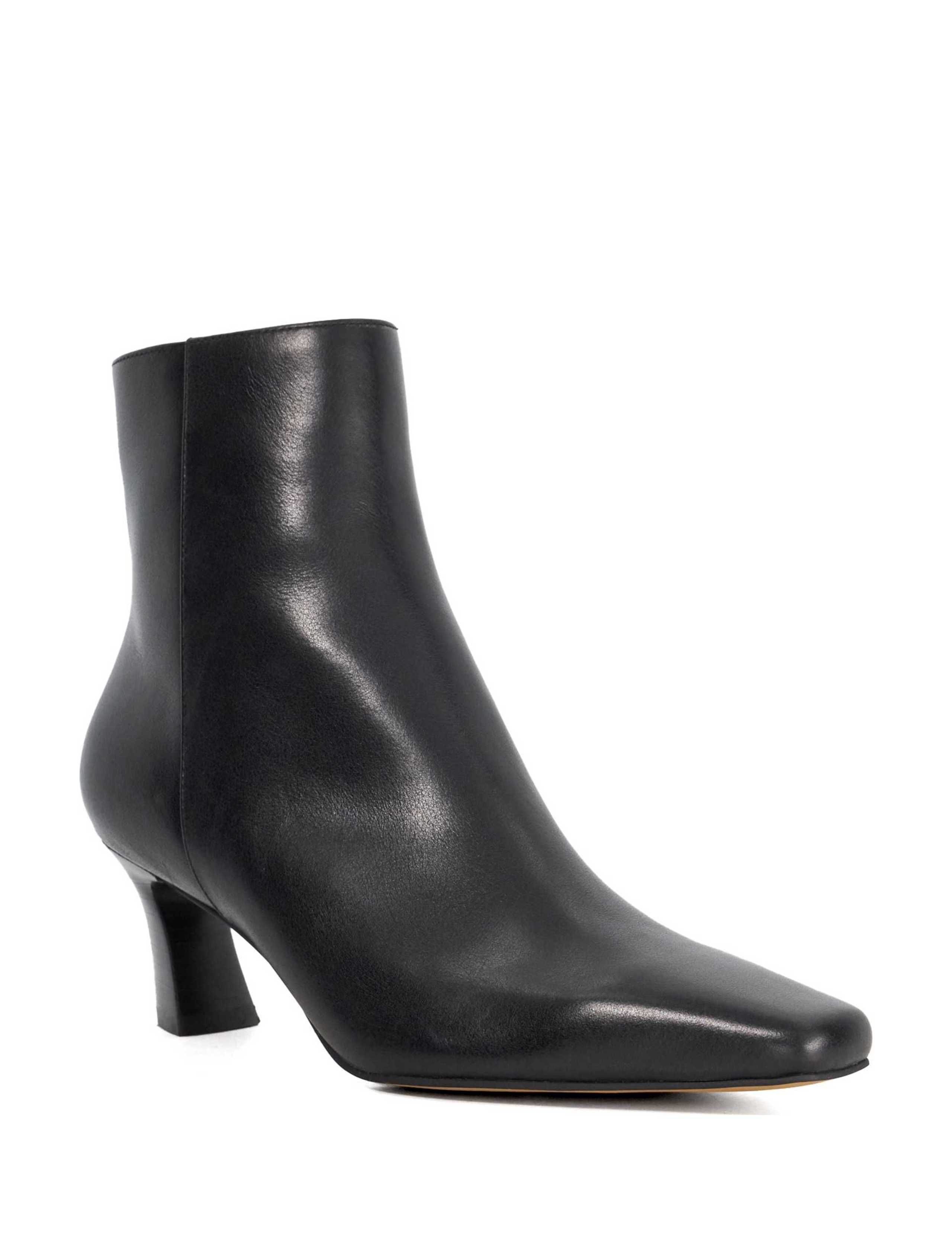Leather Block Heel Pointed Toe Ankle Boots 2 of 5