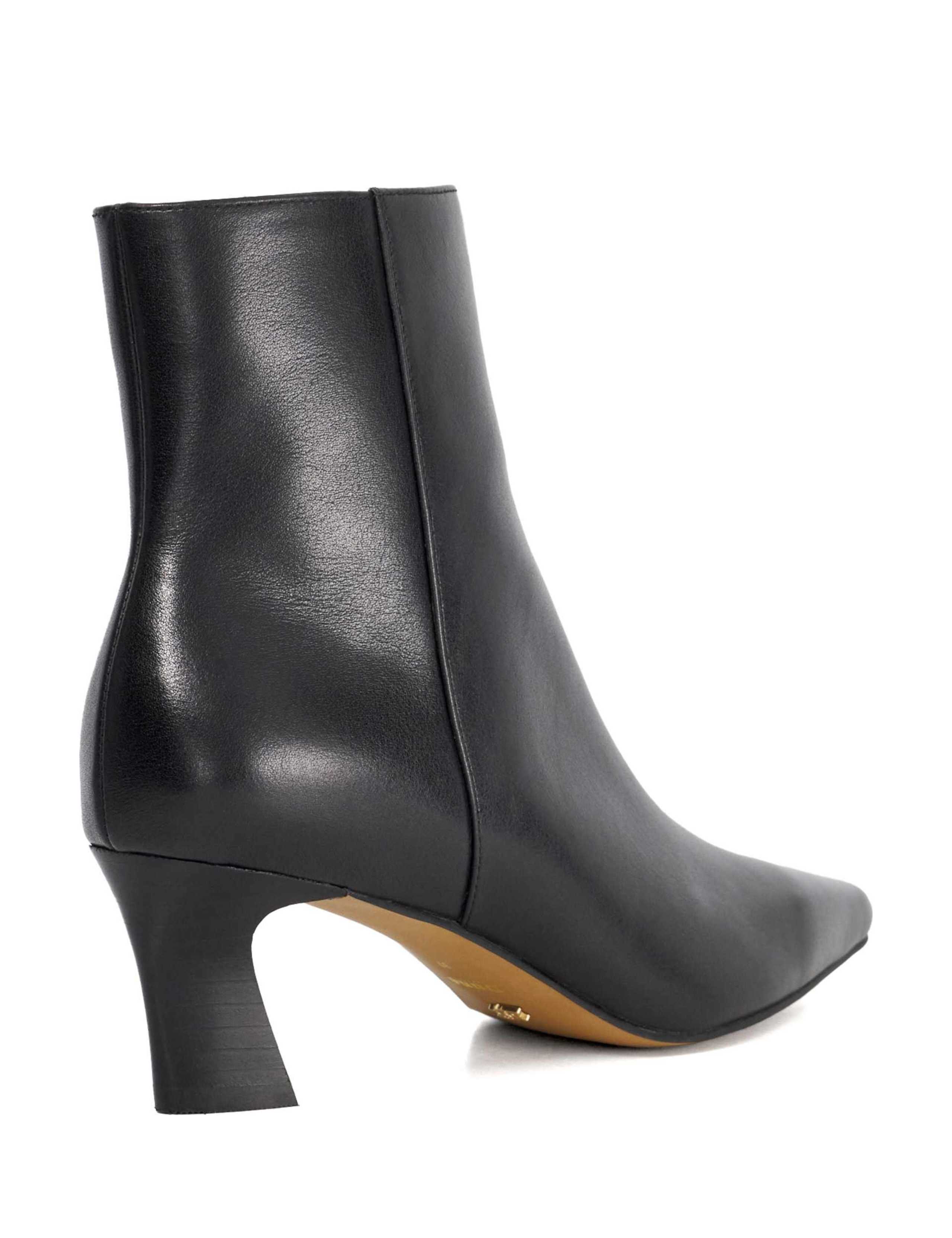 Leather Block Heel Pointed Toe Ankle Boots 3 of 5