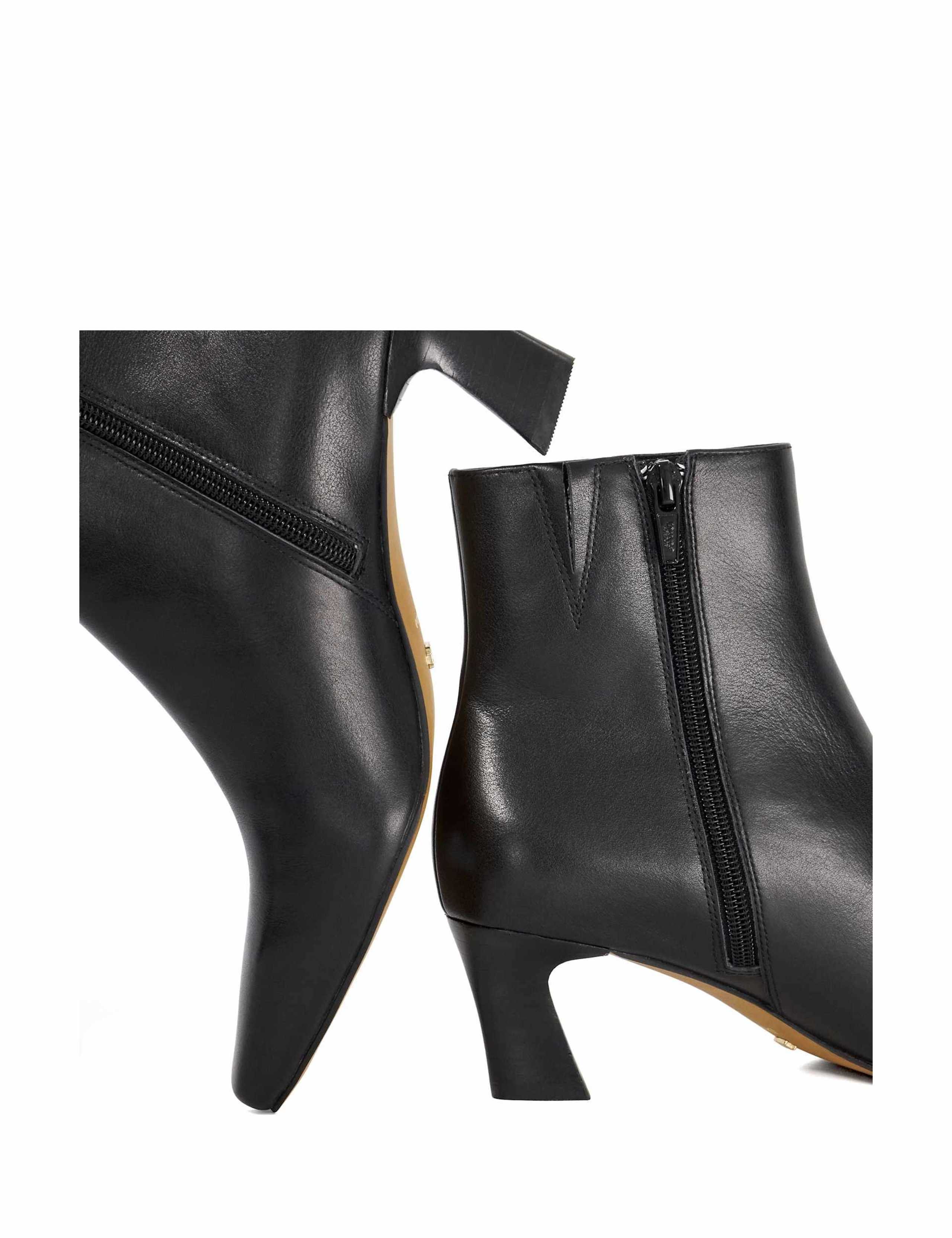 Leather Block Heel Pointed Toe Ankle Boots 5 of 5