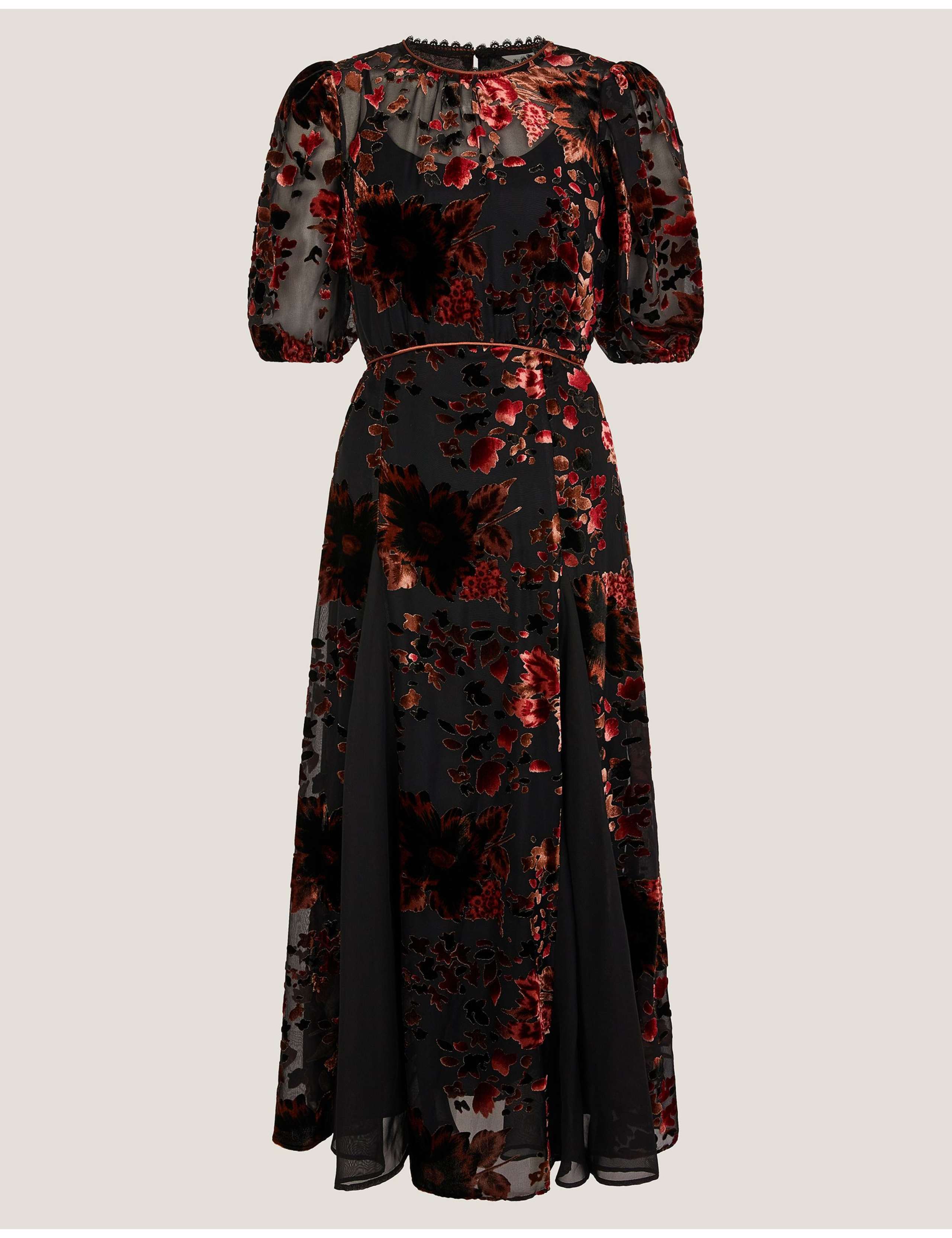 Scoop Neck Floral Midi Tea Dress 2 of 6
