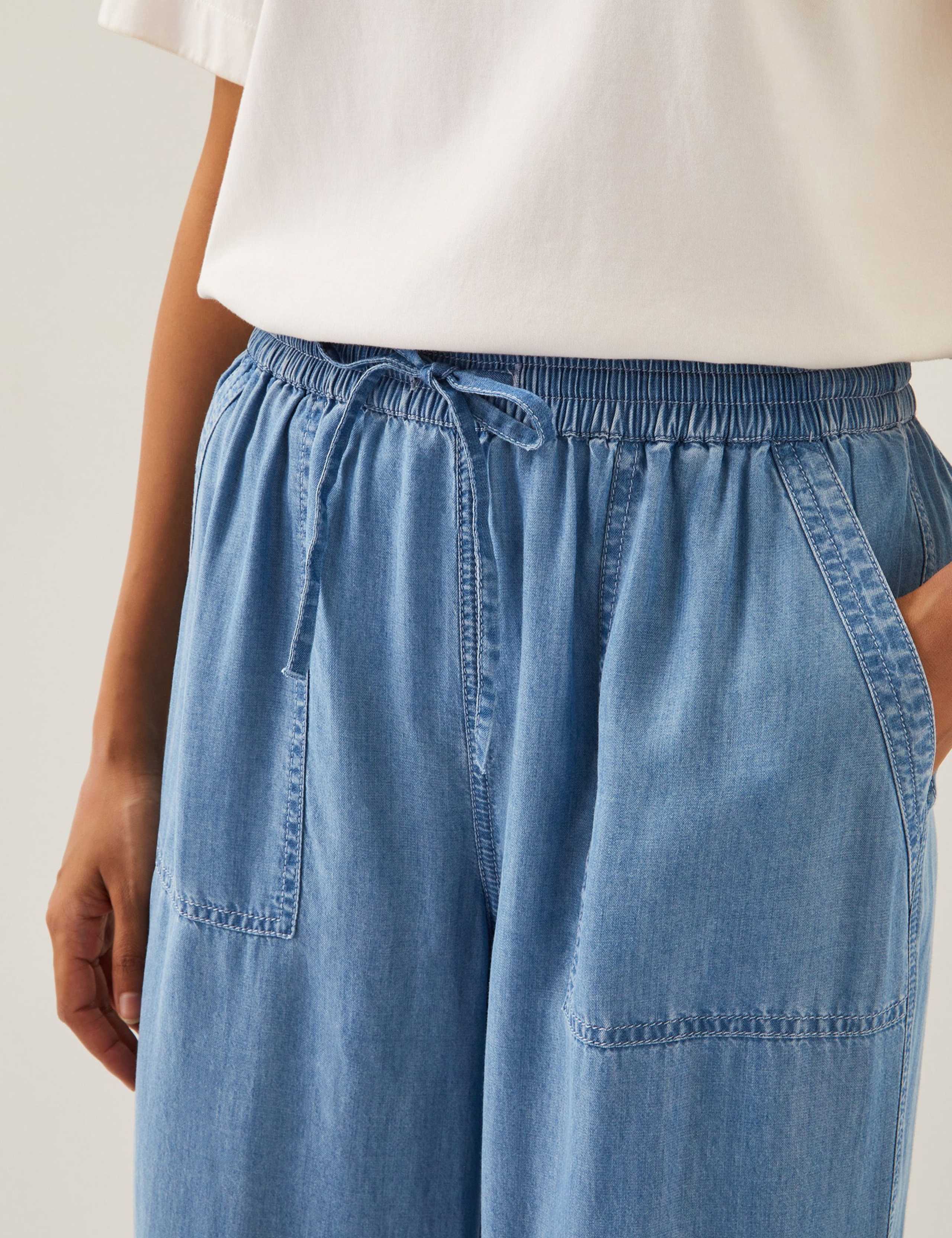 Pure Modal Drawstring Wide Leg Trousers 3 of 5