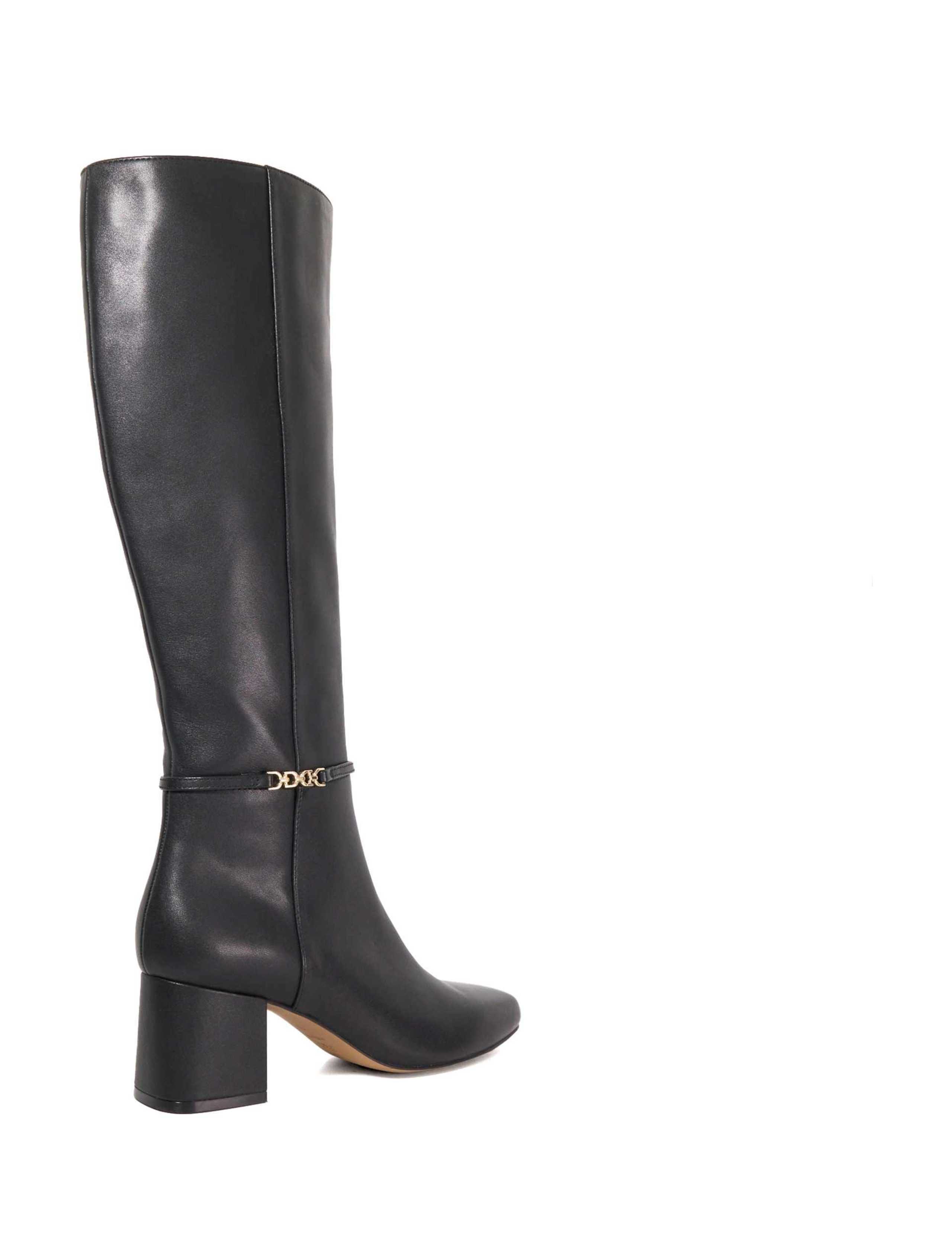 Leather Block Heel Knee High Boots 3 of 5