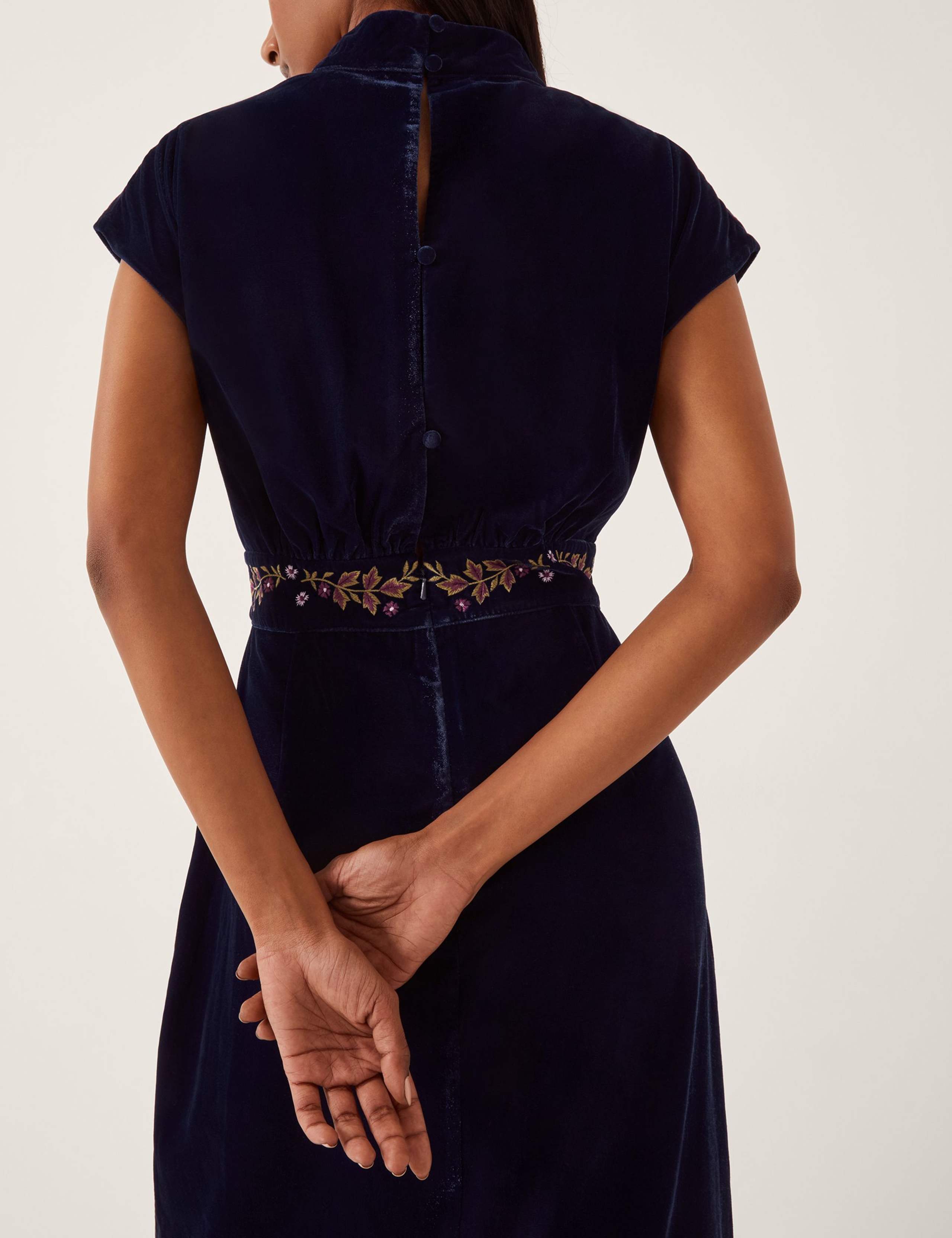 Velvet Embroidered Midi Column Dress 5 of 5