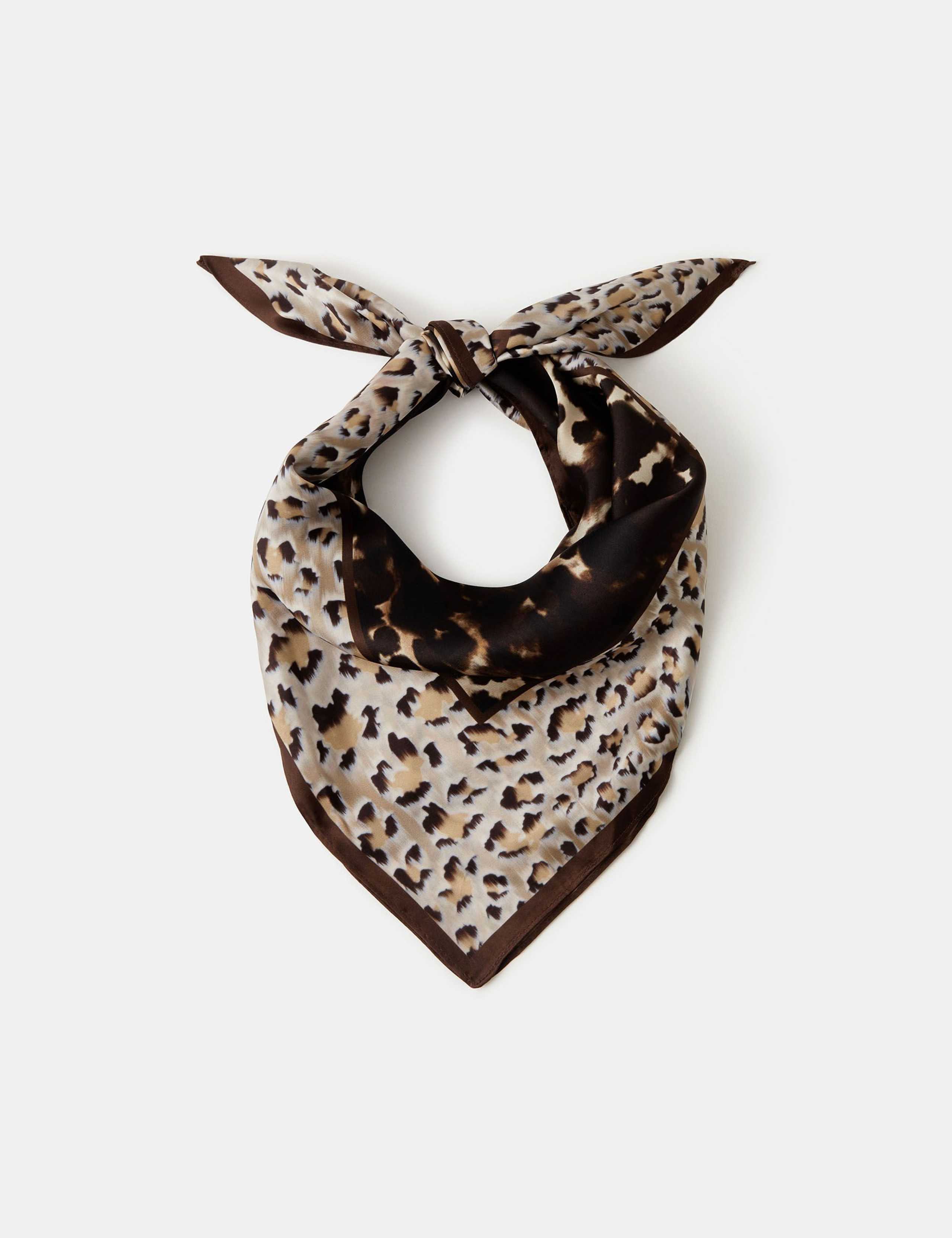 Satin Animal Print Square Scarf 2 of 3