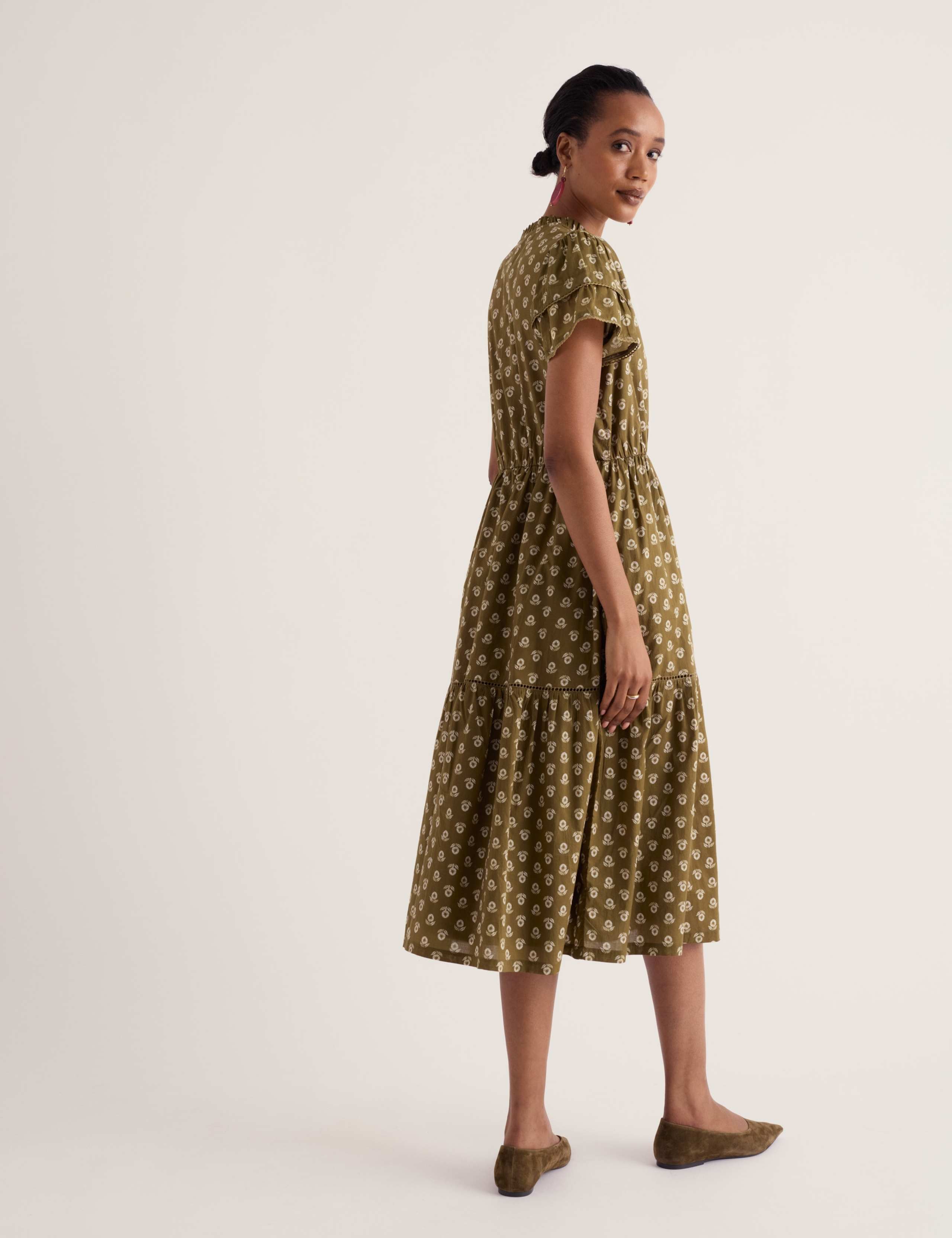 Pure Cotton Floral Notch Neck Tiered Dress 4 of 5
