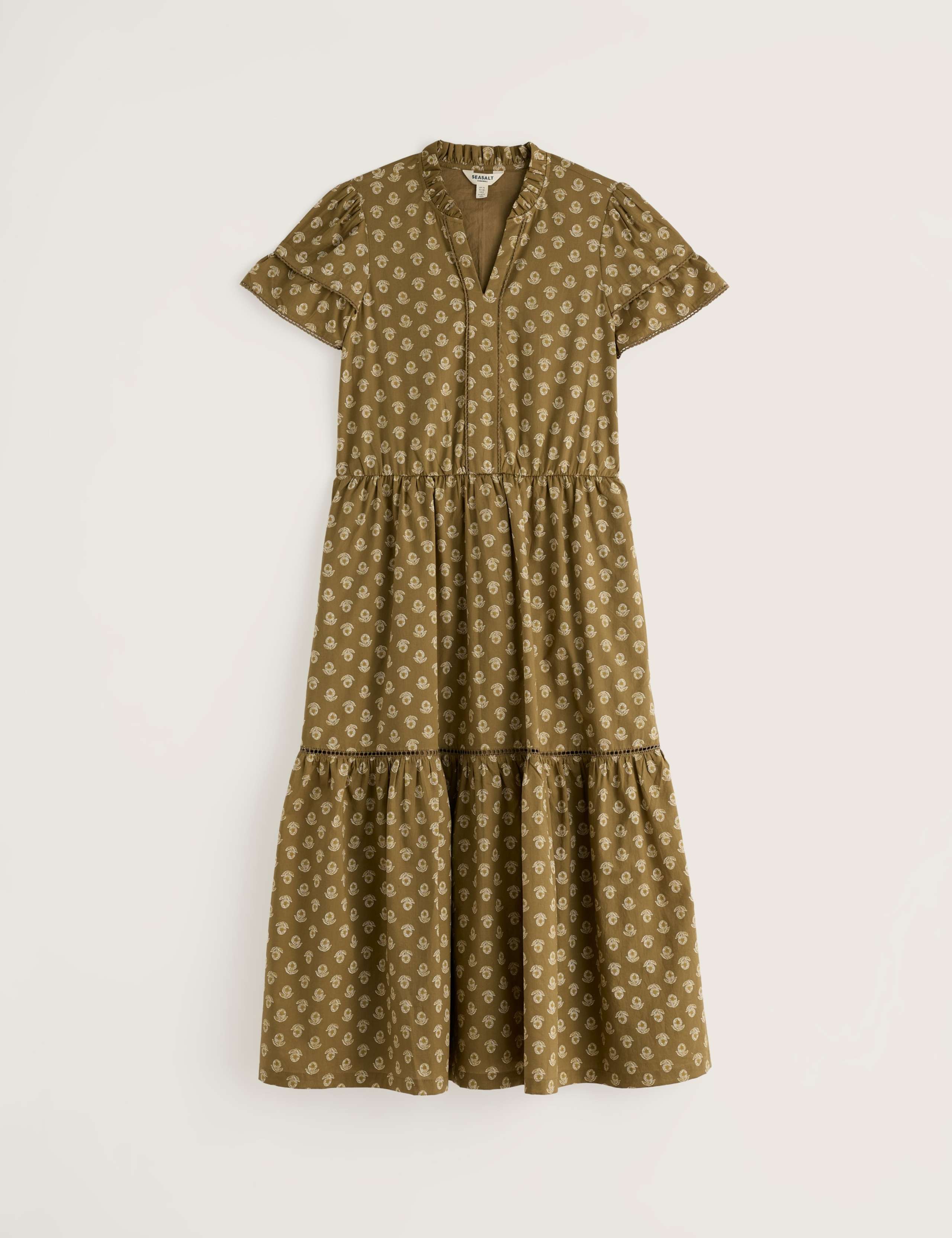 Pure Cotton Floral Notch Neck Tiered Dress 2 of 5