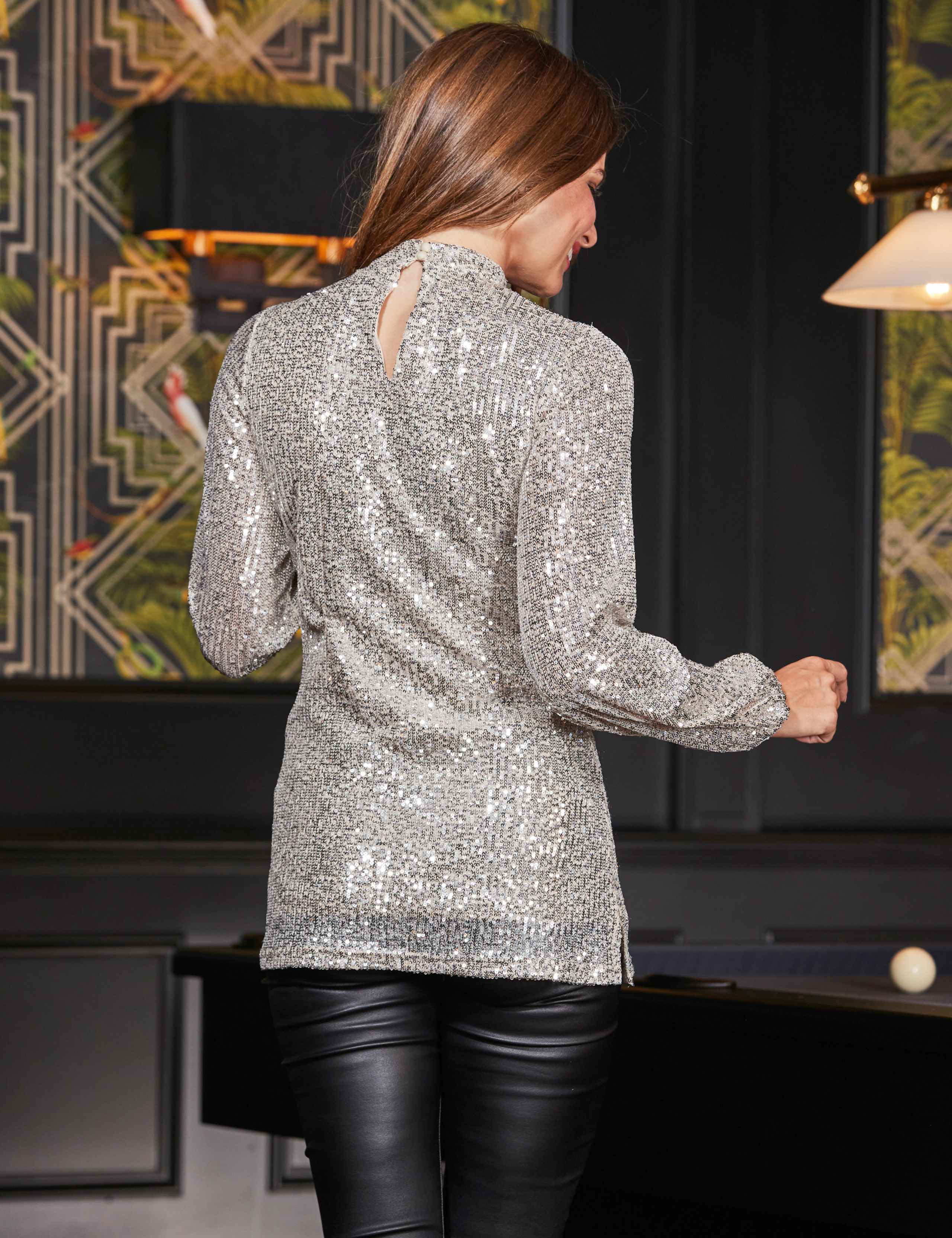 Sequin High Neck Keyhole Detail Tunic 3 of 5