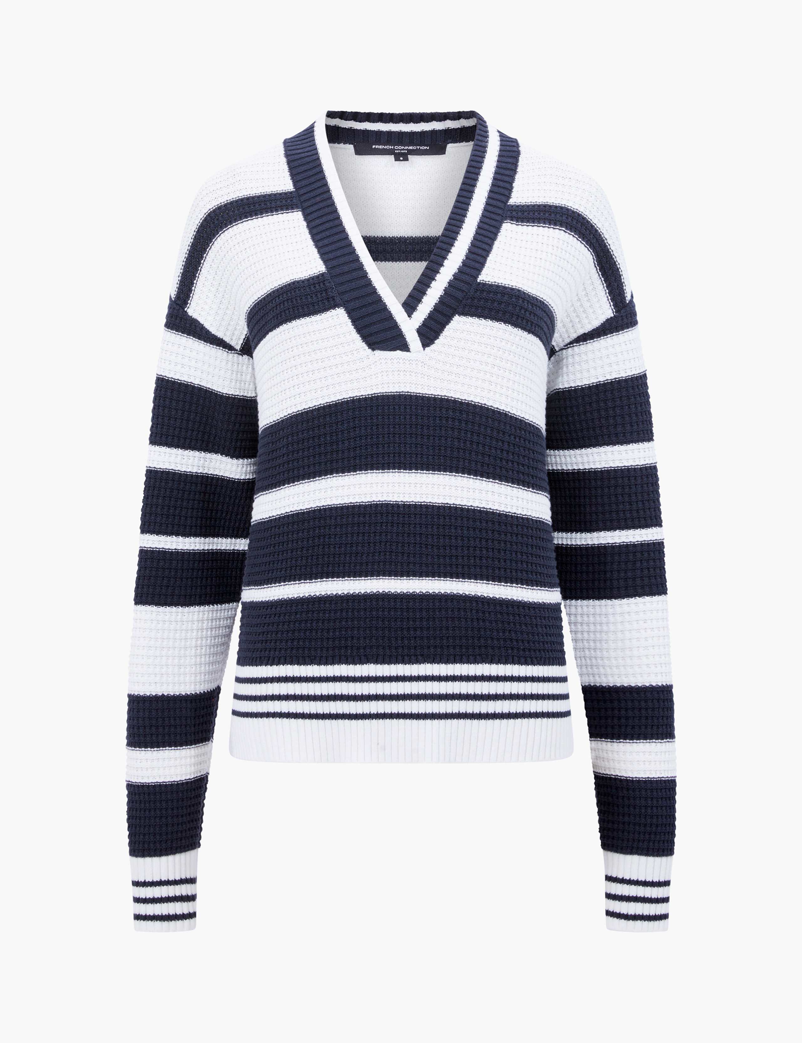 Pure Cotton Striped V-Neck Jumper 2 of 3