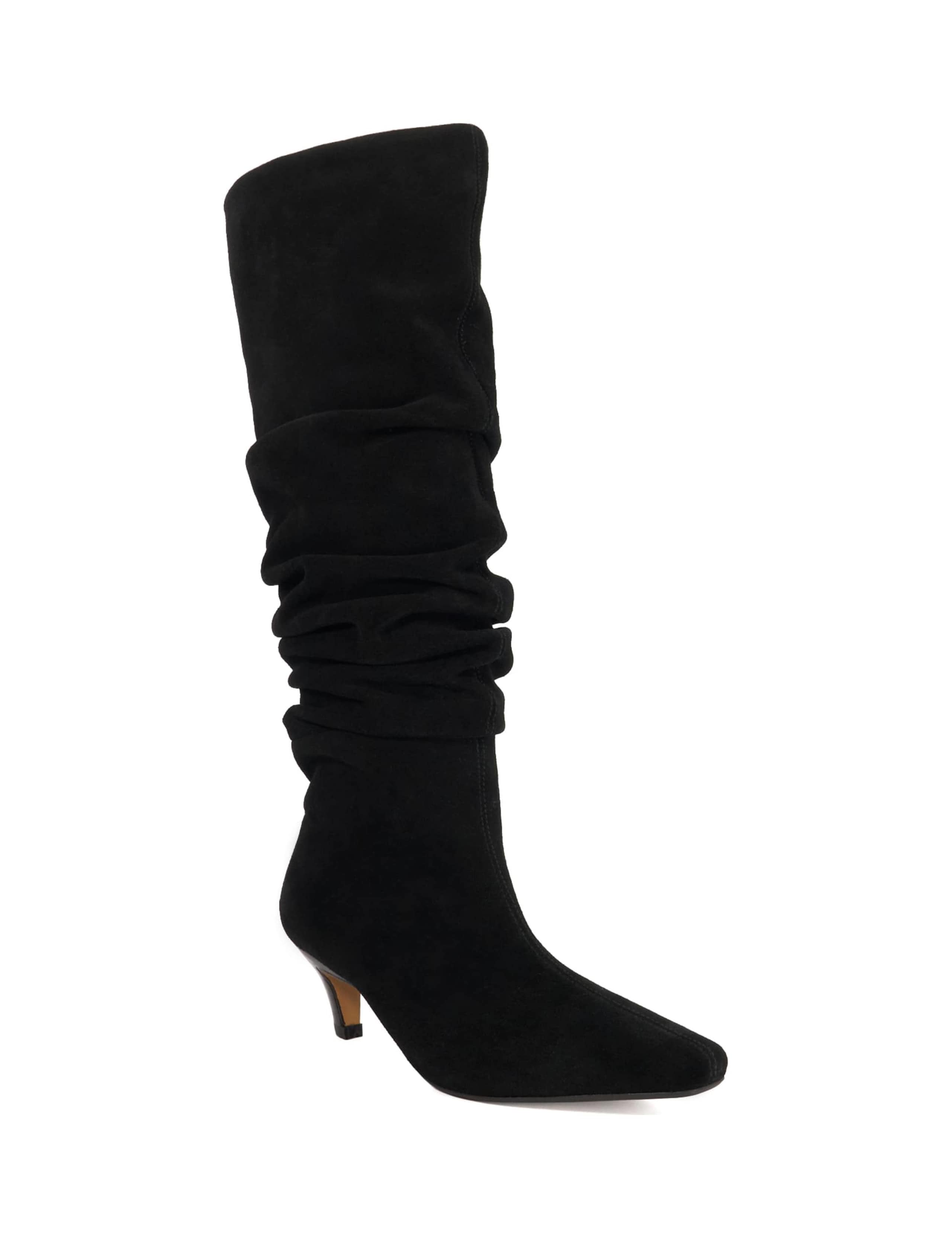 Suede Ruched Kitten Heel Knee High Boots 2 of 5