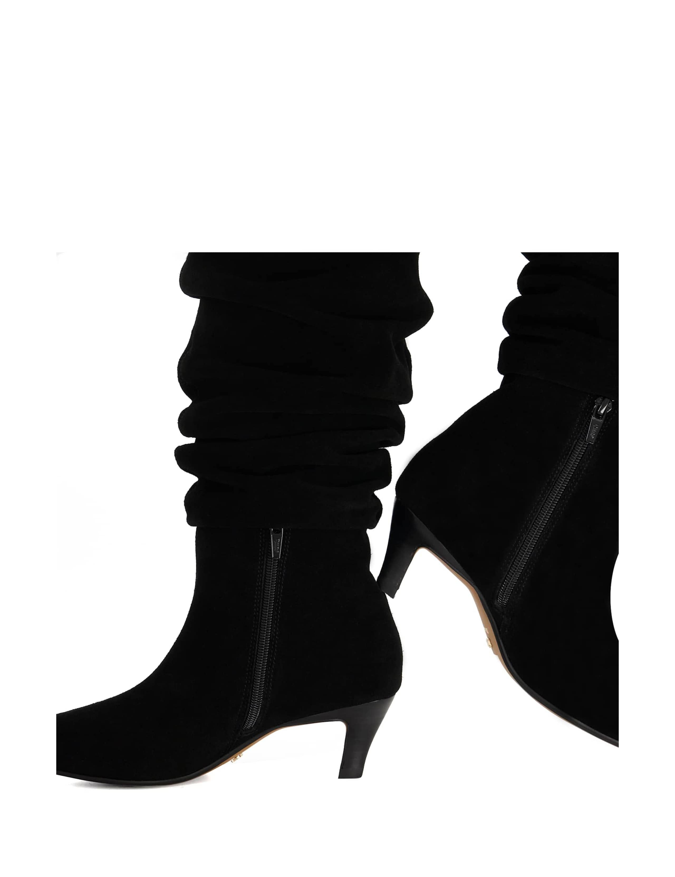 Suede Ruched Kitten Heel Knee High Boots 5 of 5