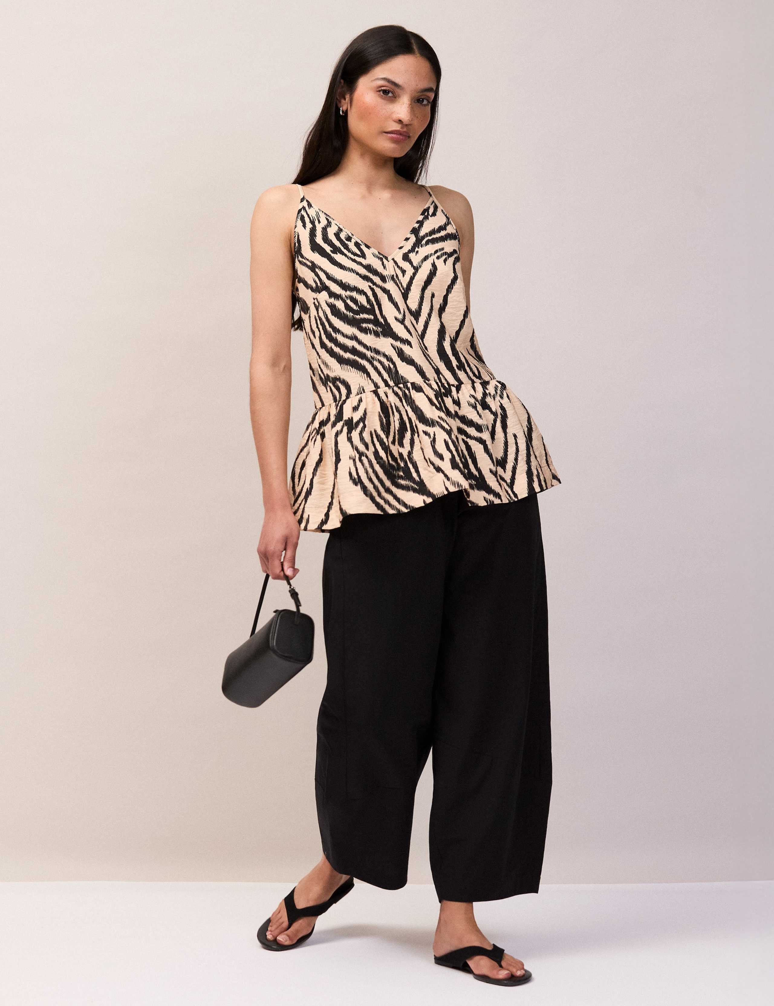 Zebra Print Longline Peplum Cami Top 3 of 5