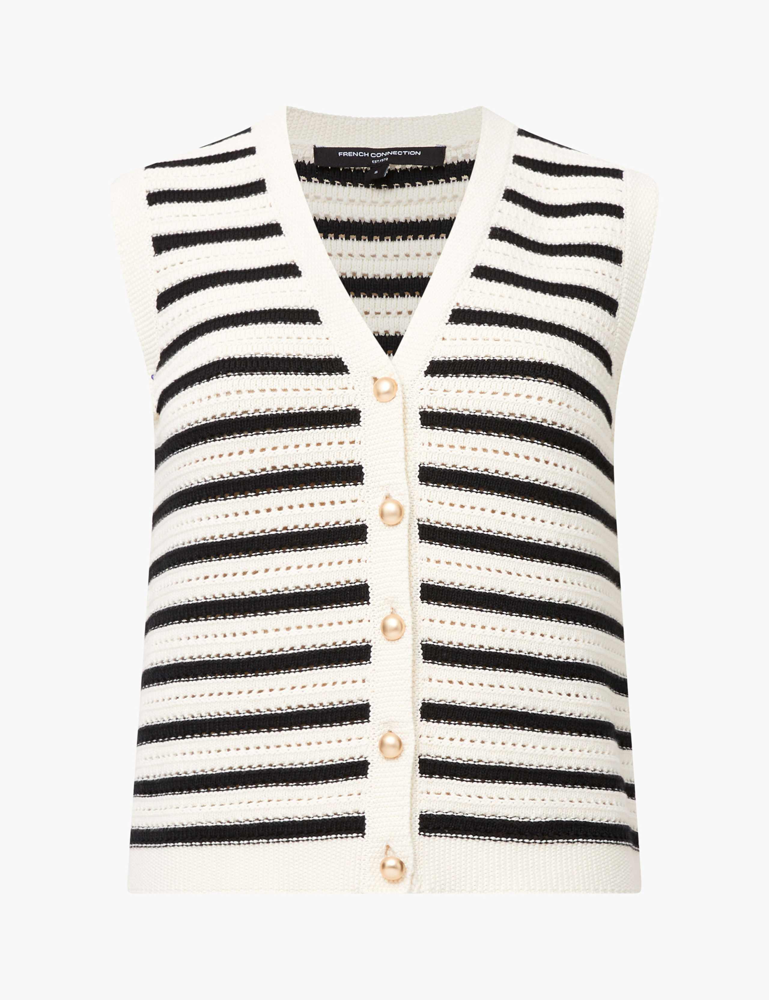 Striped Textured Knitted Waistcoat 2 of 3