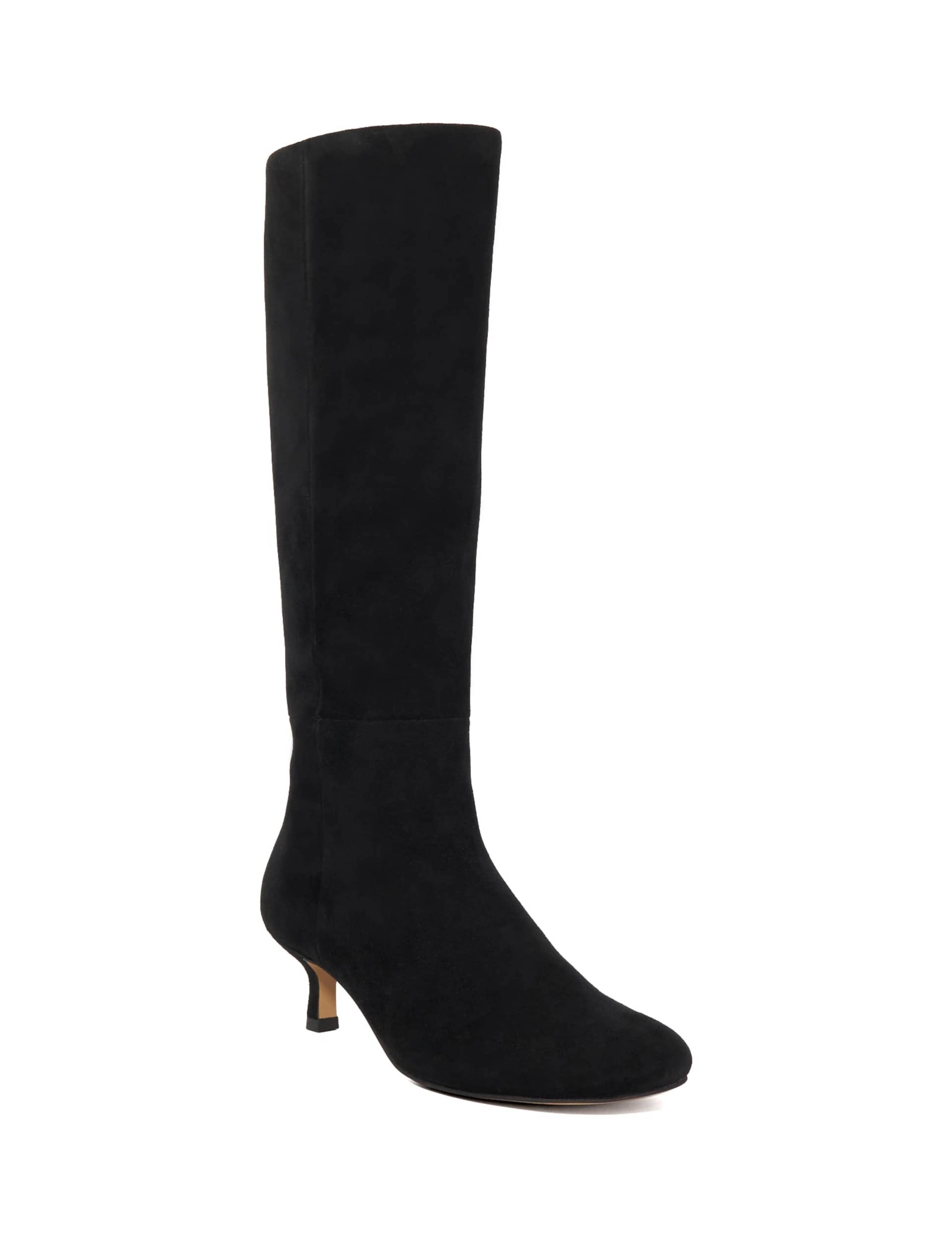 Suede Asymmetric Kitten Heel Knee High Boots 2 of 5