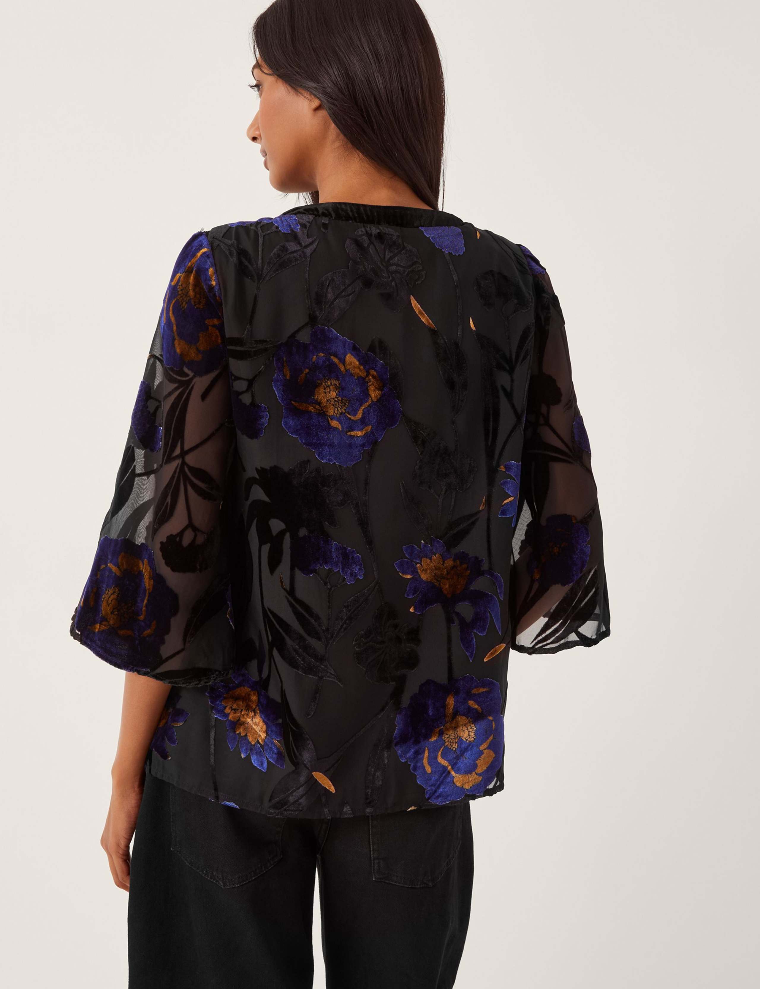 Floral Devore V-Neck Blouse 3 of 5
