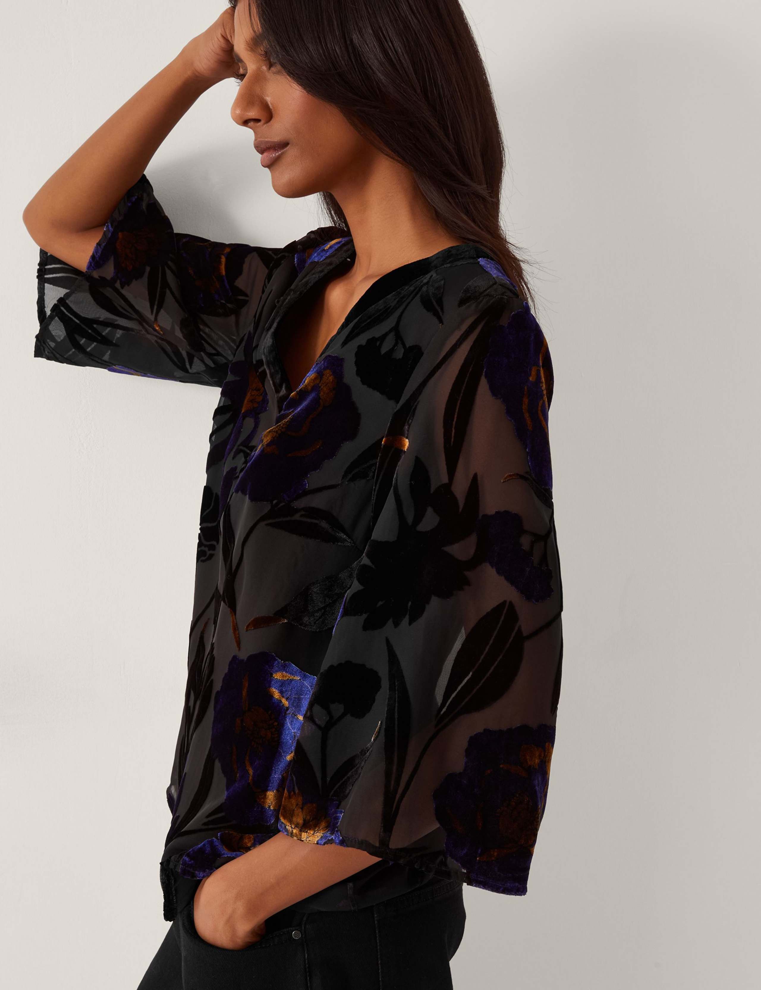 Floral Devore V-Neck Blouse 4 of 5