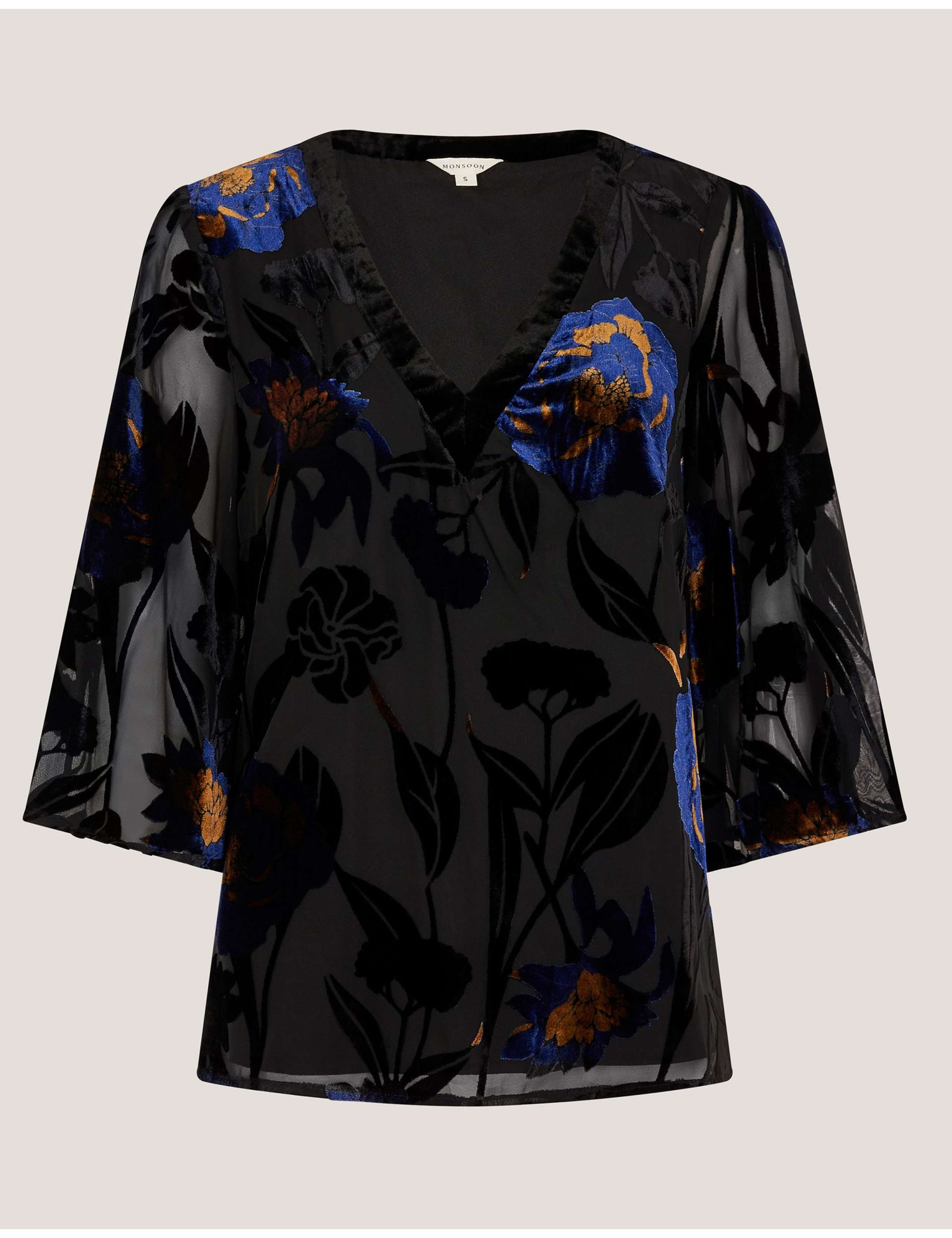 Floral Devore V-Neck Blouse 2 of 5