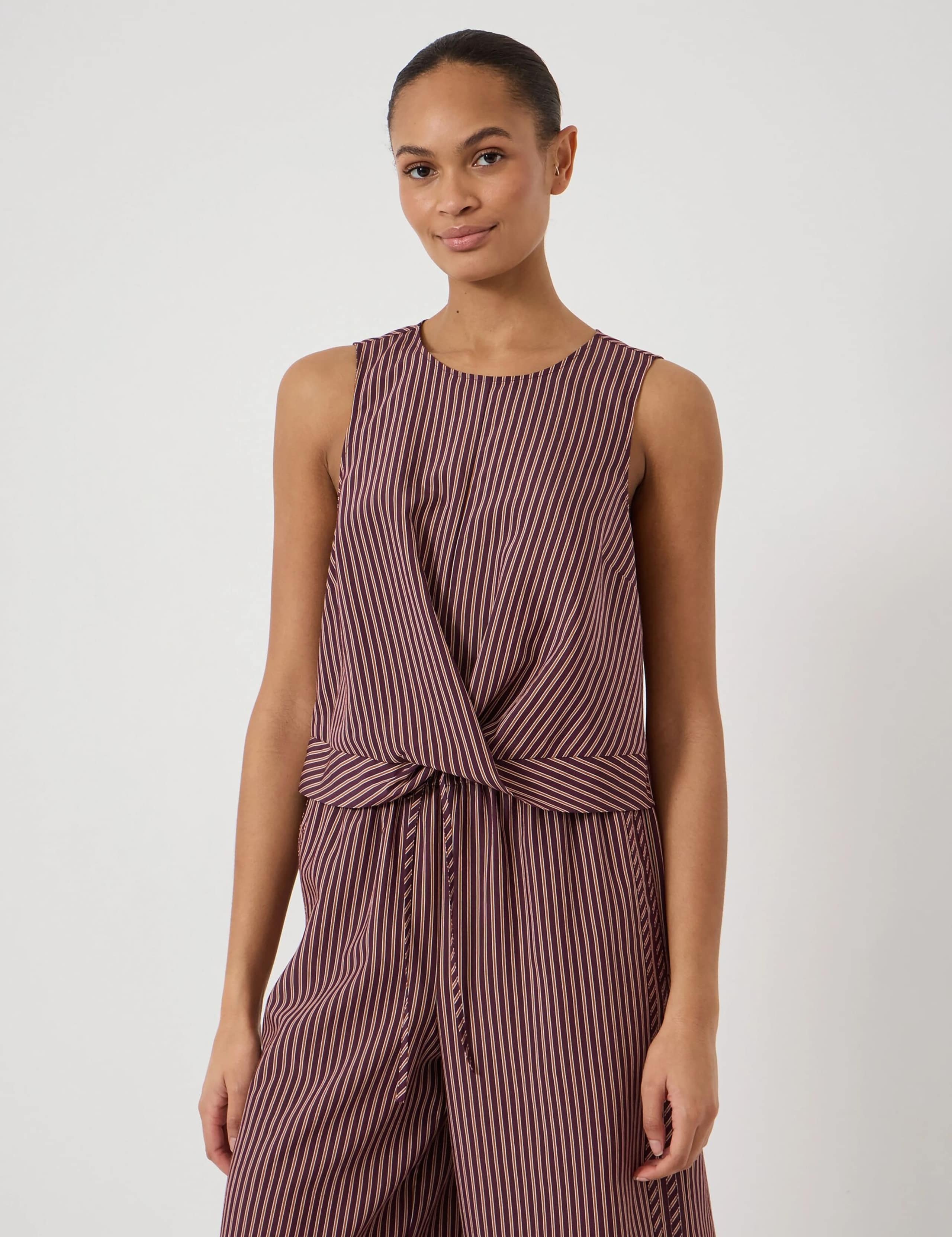 Striped Knot Front Crop Top 1 of 5