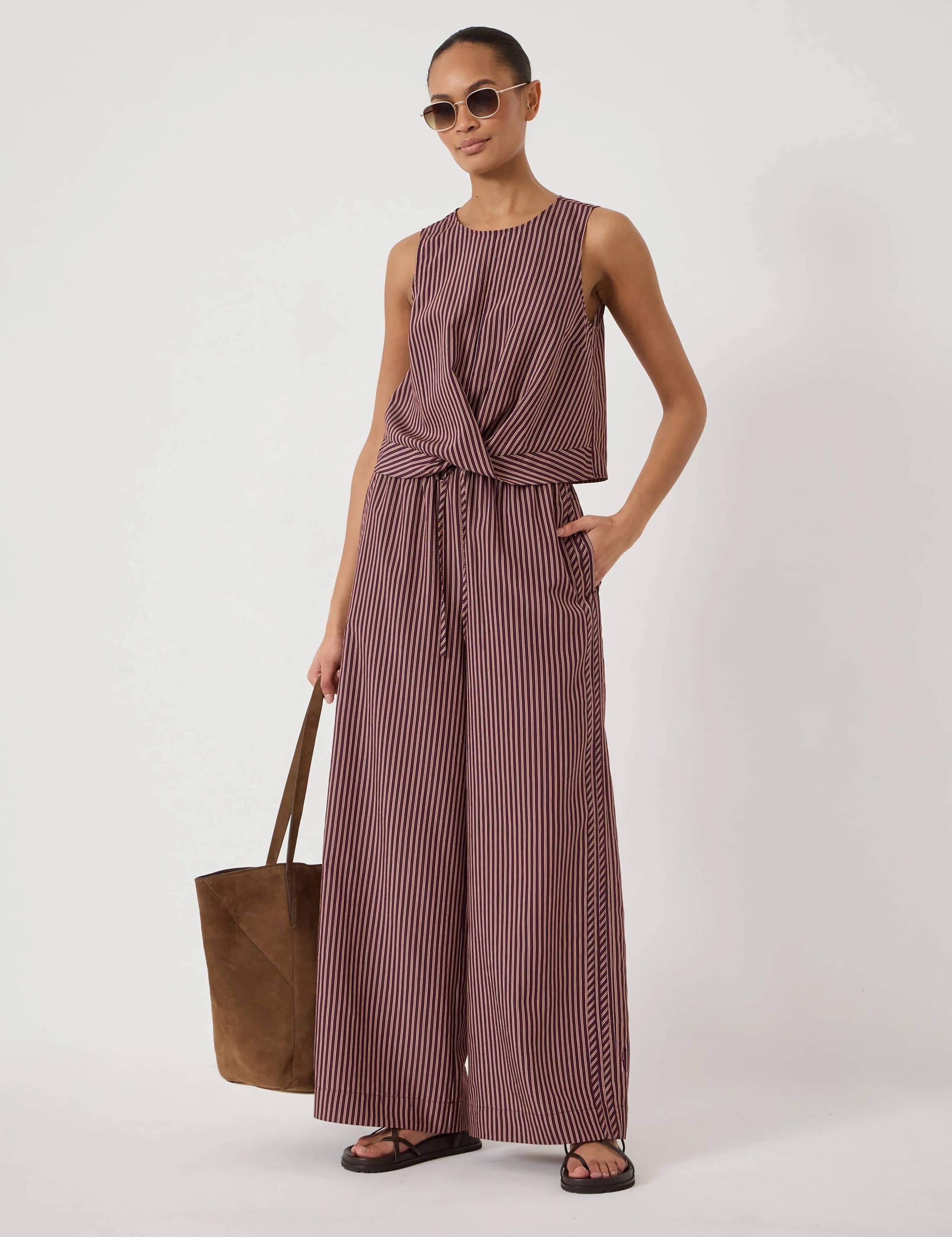 Striped Knot Front Crop Top 3 of 5