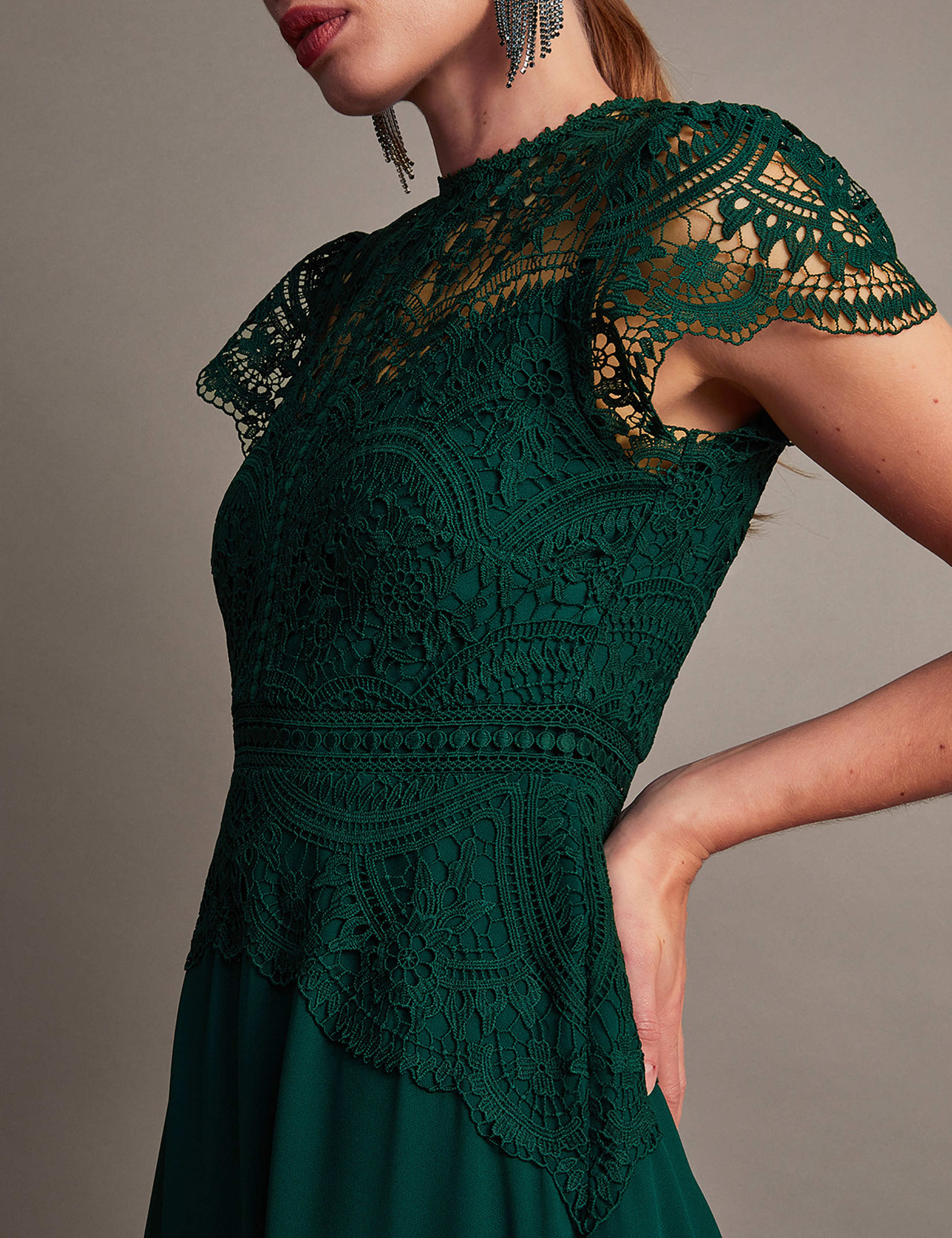 Lace Midi Waisted Dress 4 of 5