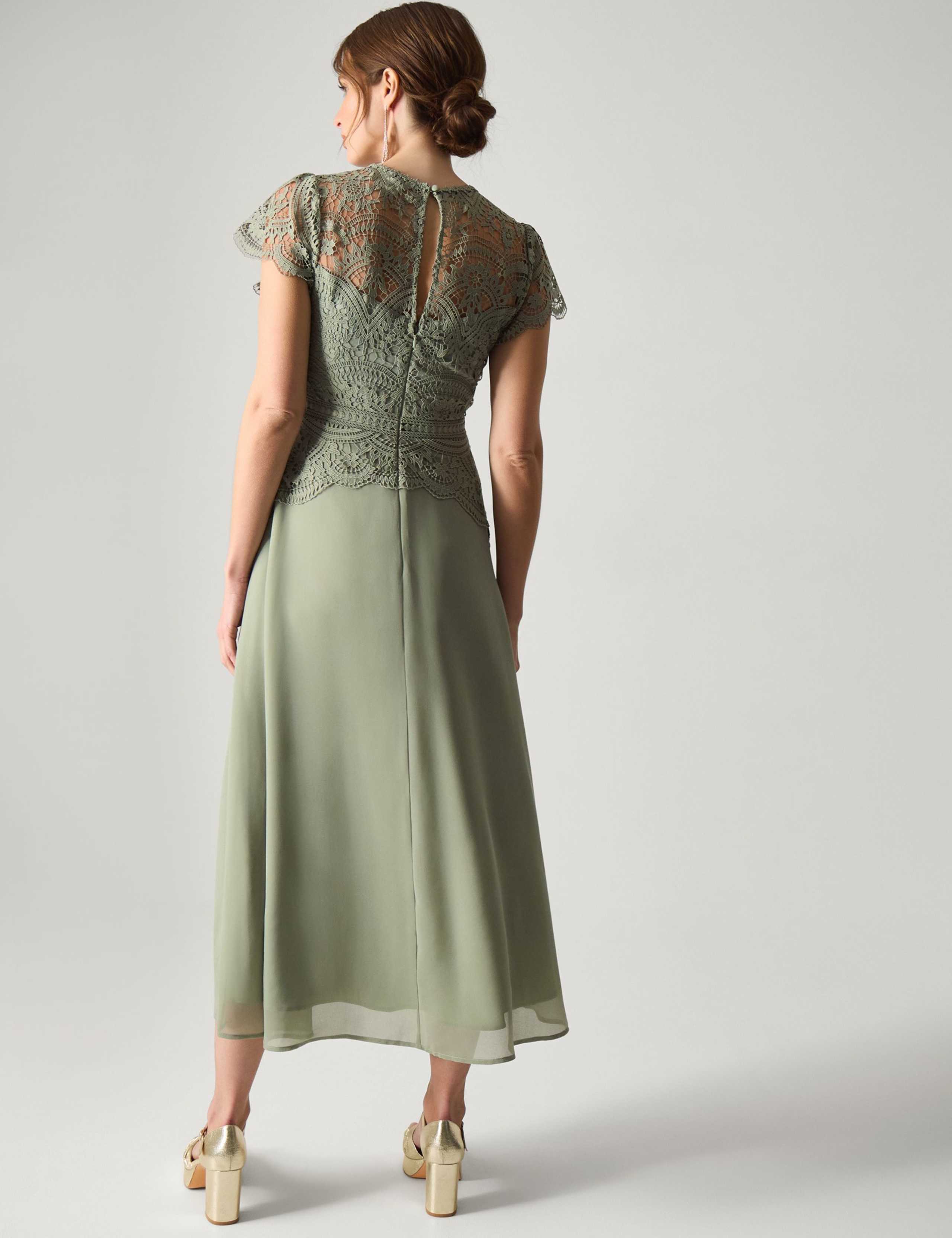 Lace Midi Waisted Dress 4 of 5