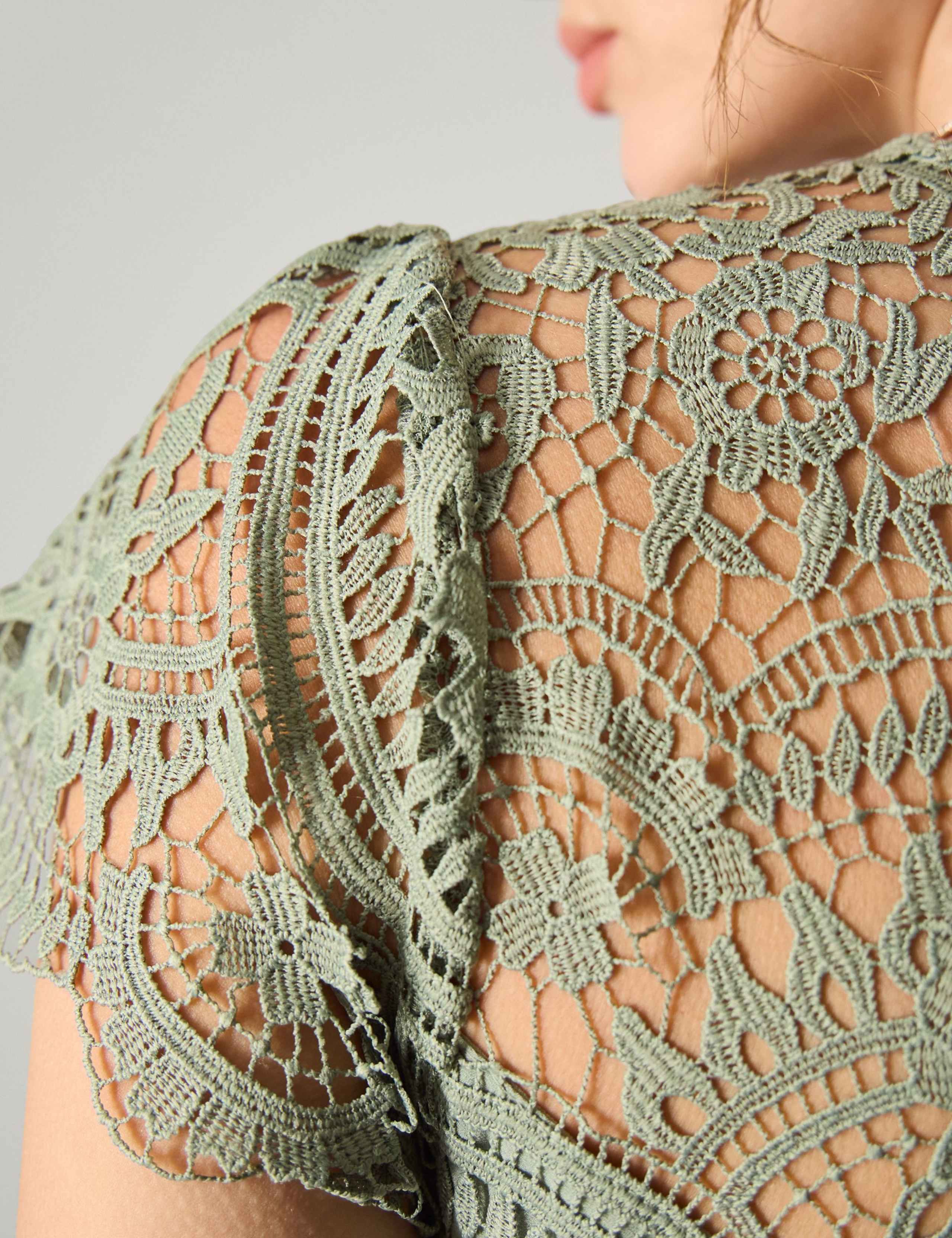 Lace Midi Waisted Dress 5 of 5