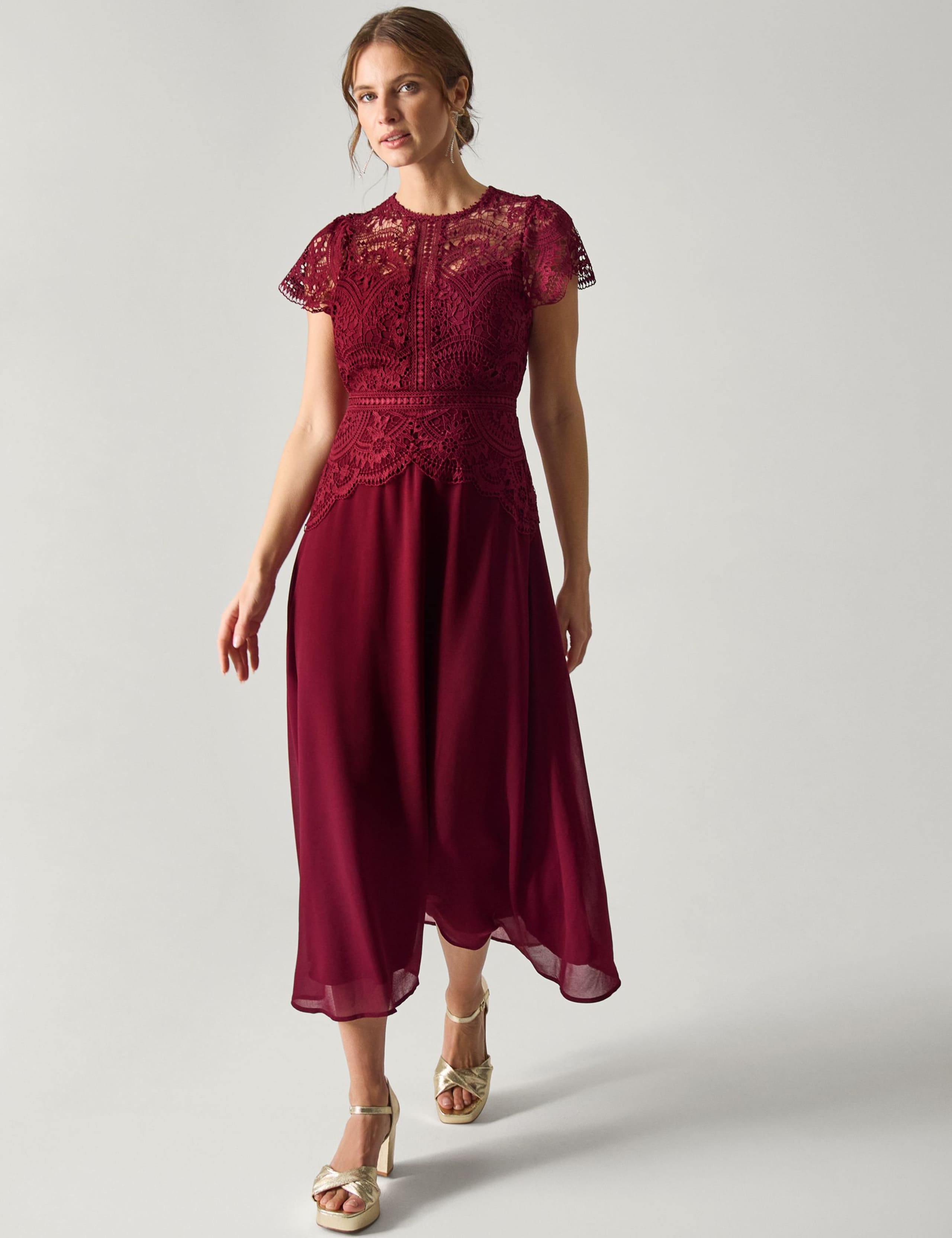 Lace Midi Waisted Dress 3 of 5