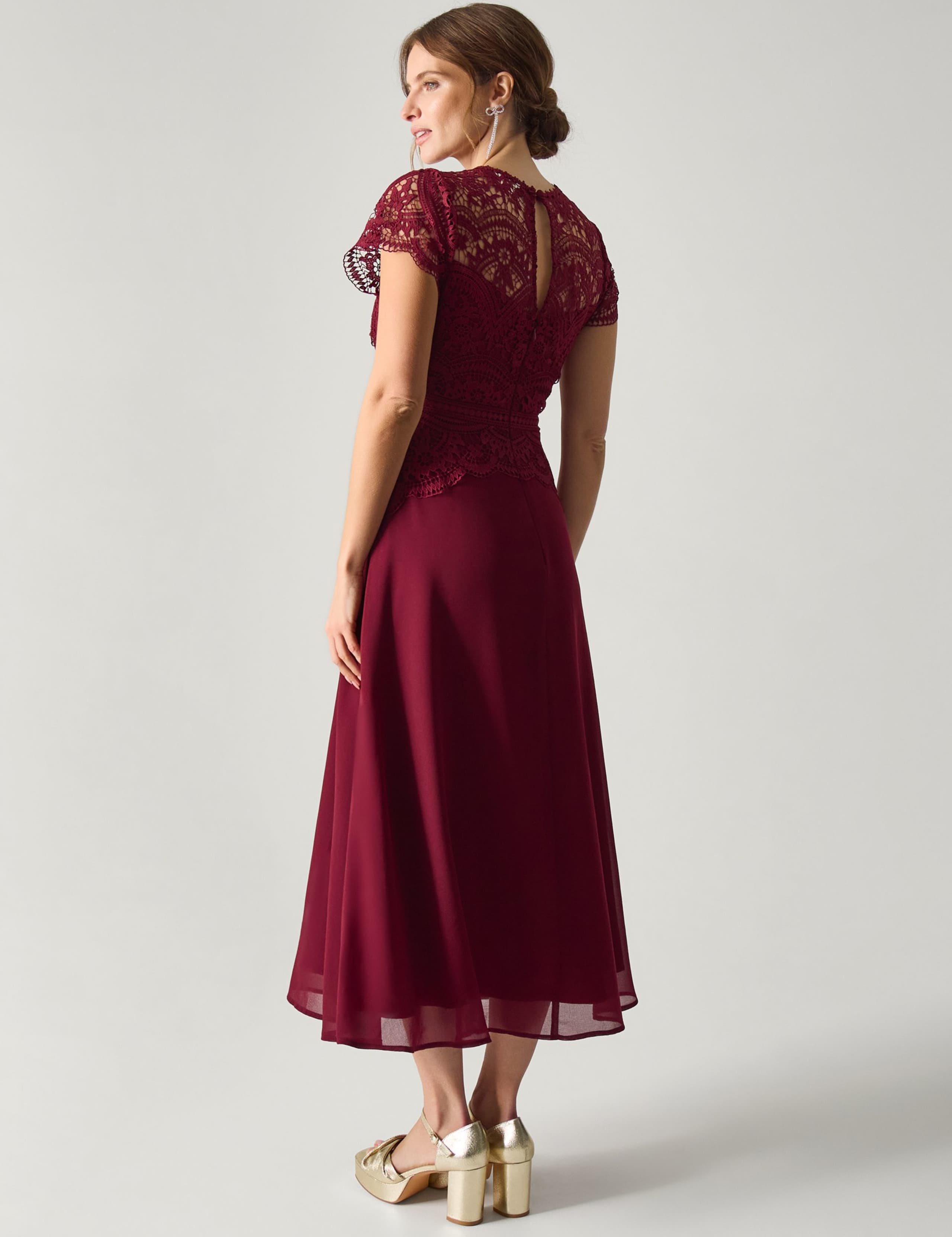 Lace Midi Waisted Dress 4 of 5