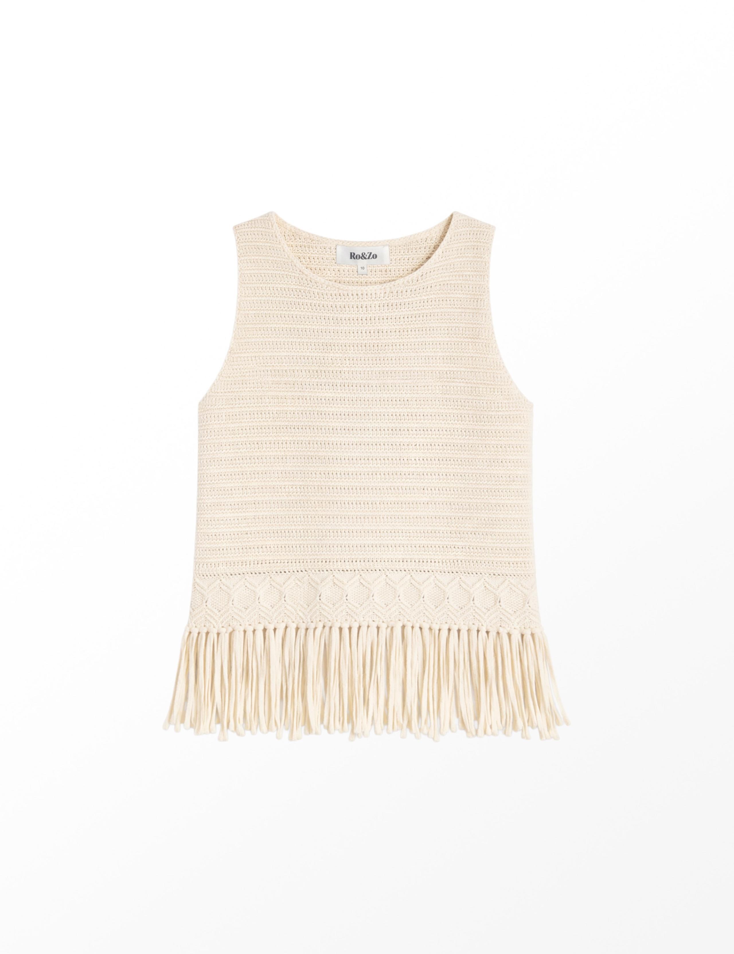 Pure Cotton Textured Fringed Knitted Top 2 of 7