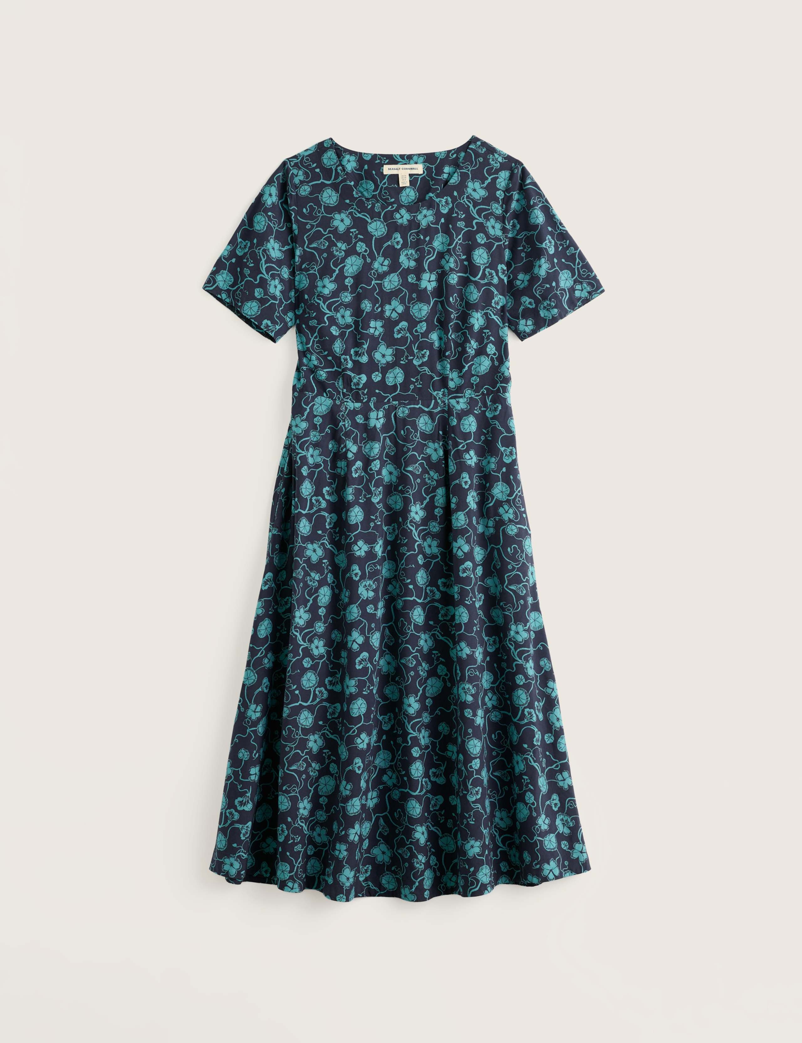 Floral Scoop Neck Midi Waisted Dress 2 of 5