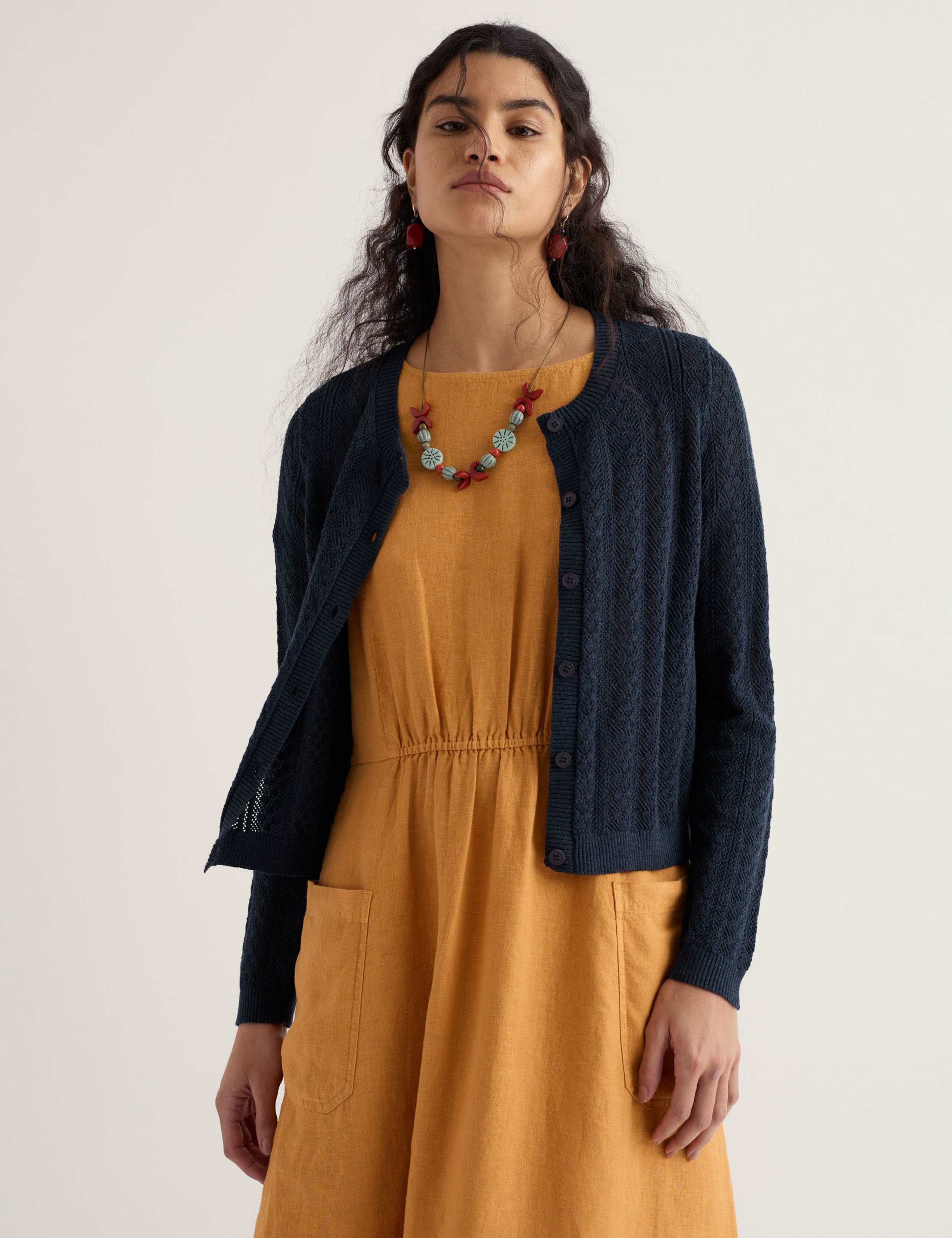 Pure Cotton Pointelle Relaxed Cardigan 3 of 5