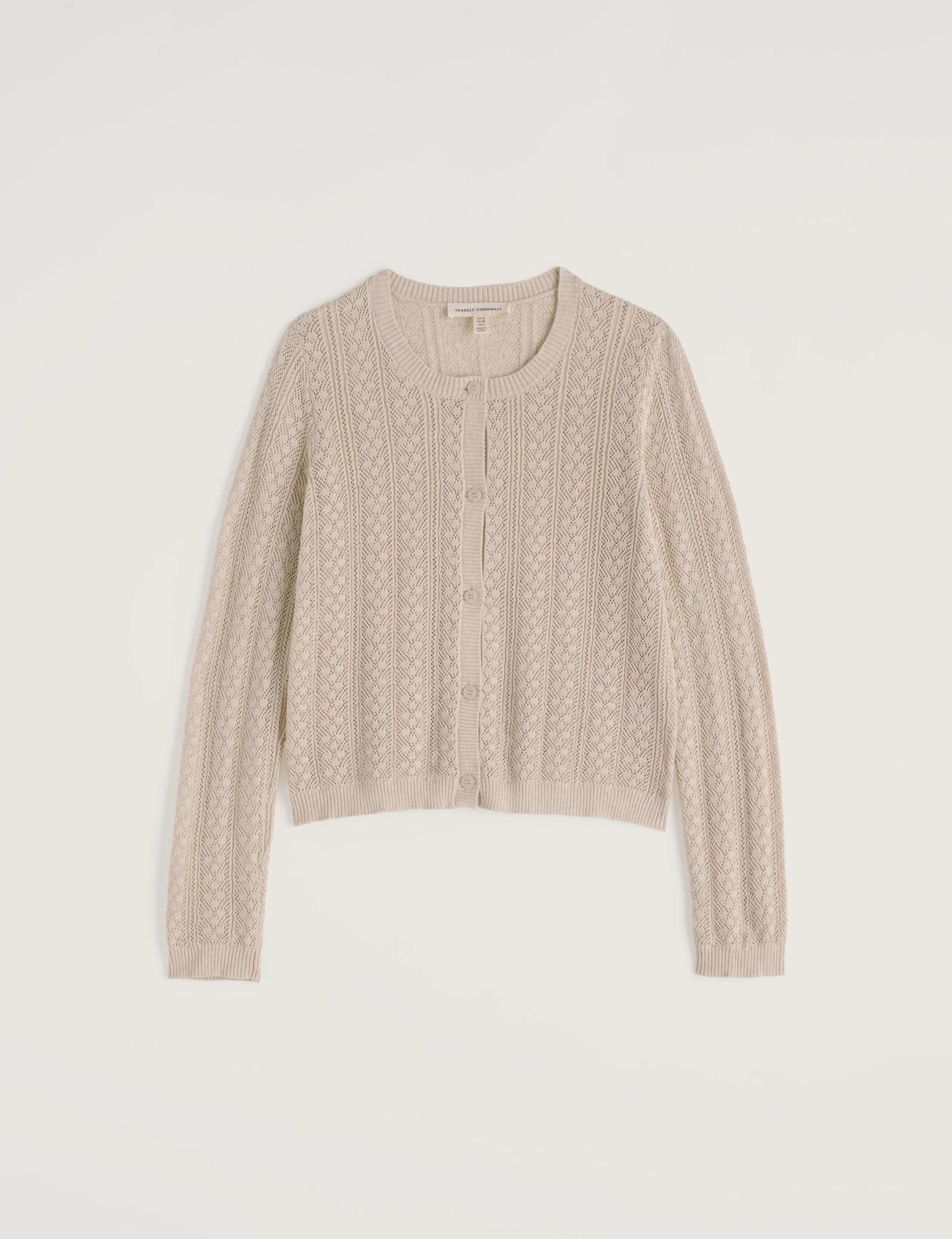Pure Cotton Pointelle Relaxed Cardigan 2 of 5