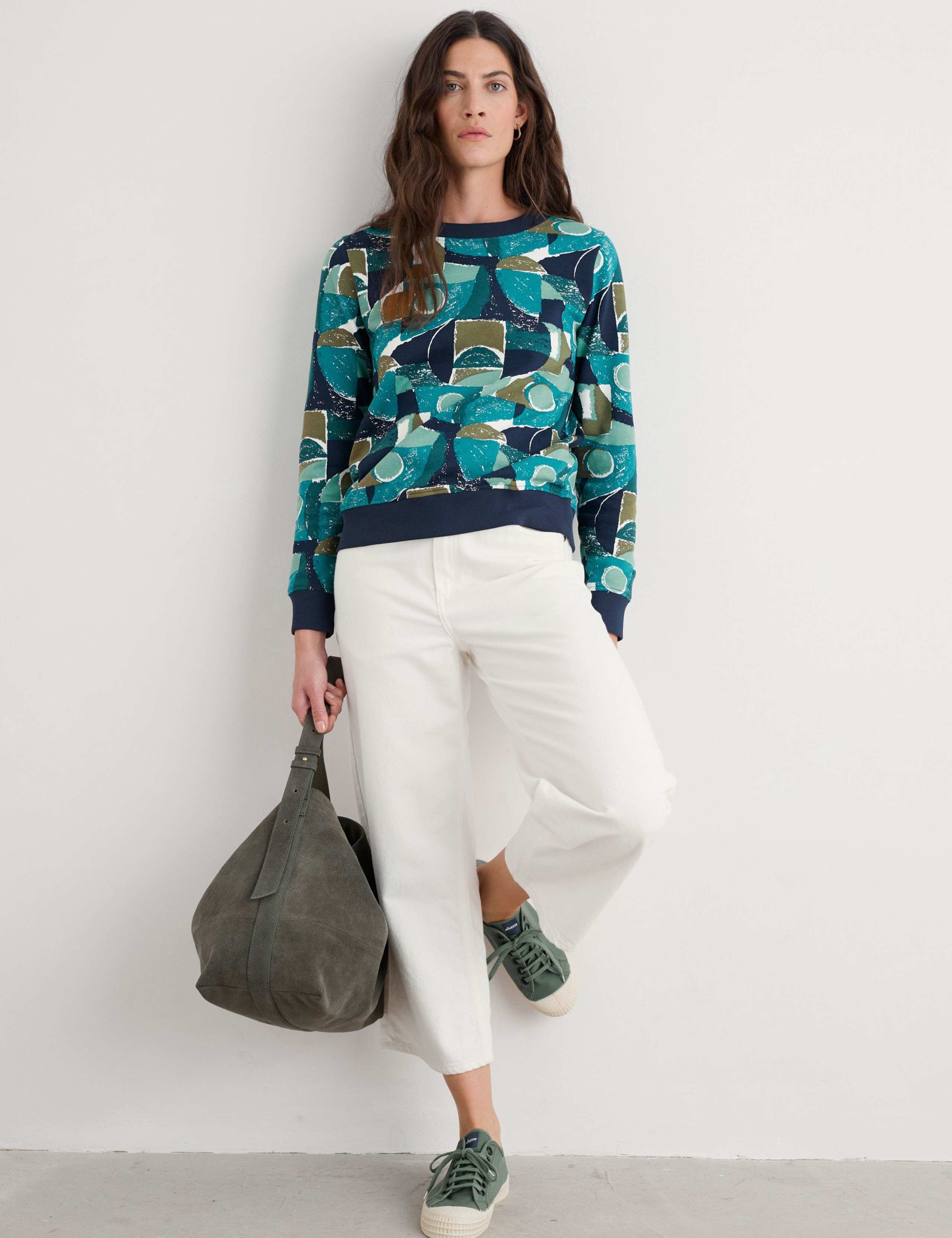 Pure Cotton Printed Crew Neck Sweatshirt 3 of 5