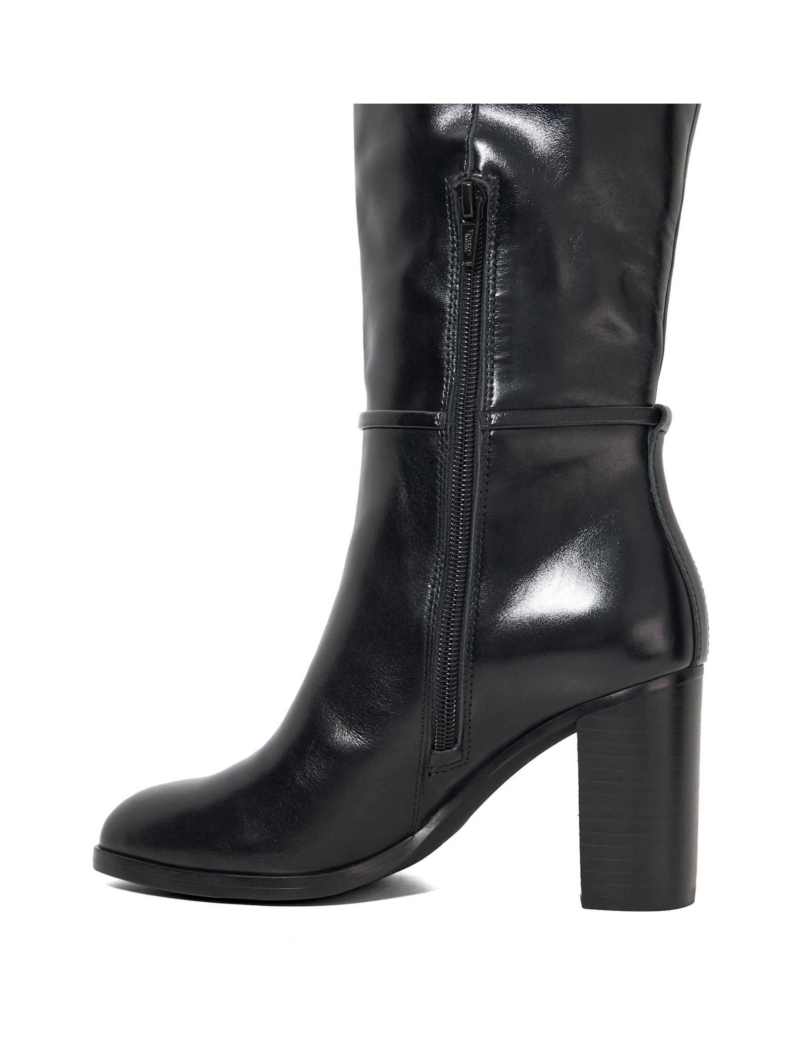 Leather Block Heel Knee High Boots 4 of 5