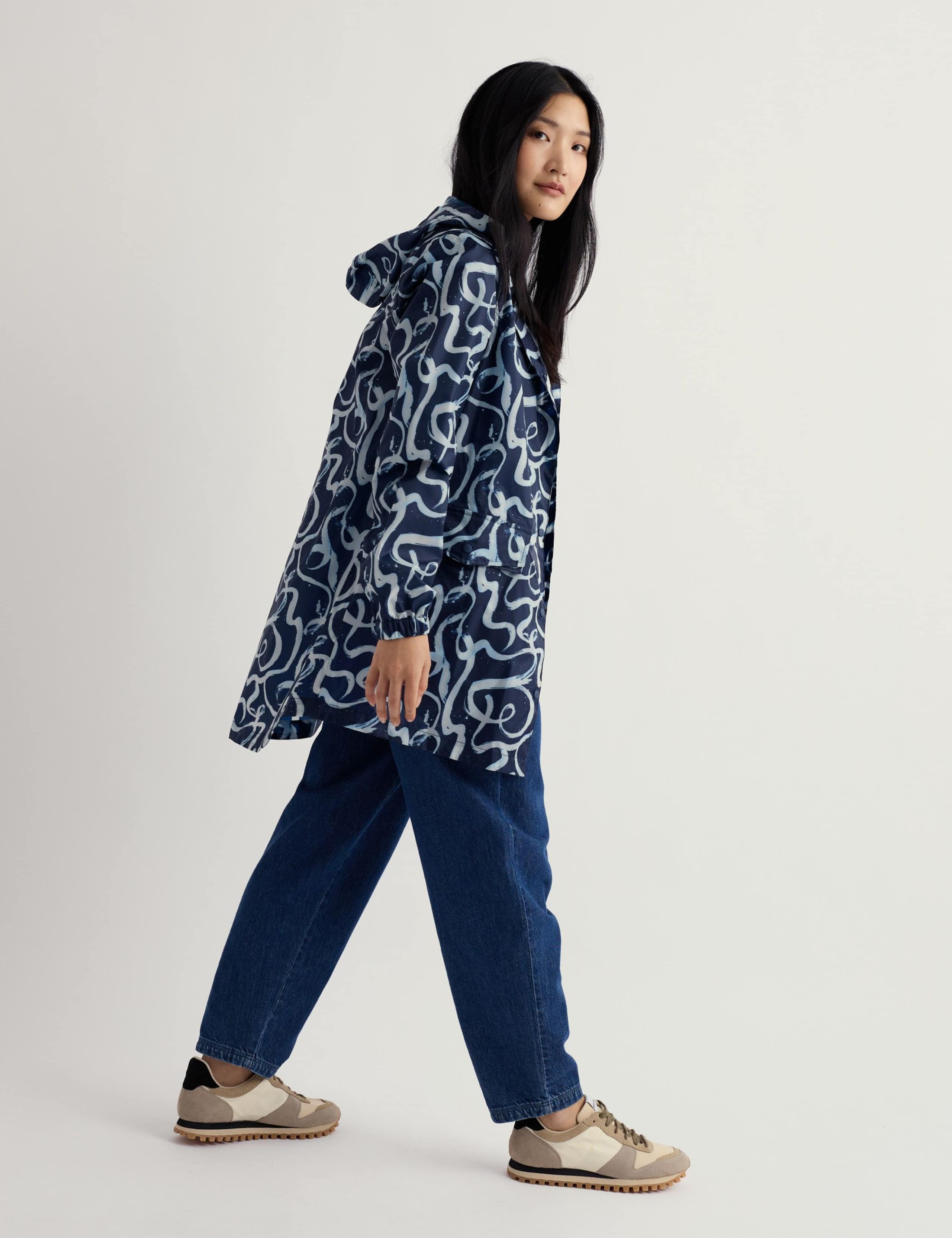 Geometric Waterproof Hooded Packaway Raincoat 1 of 5