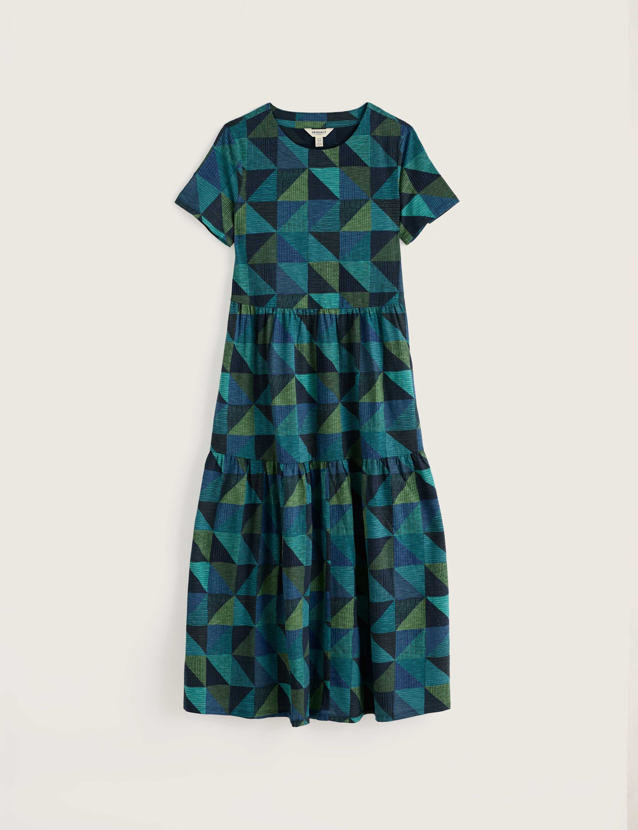 Pure Cotton Geometric Midaxi Tiered Dress 2 of 5