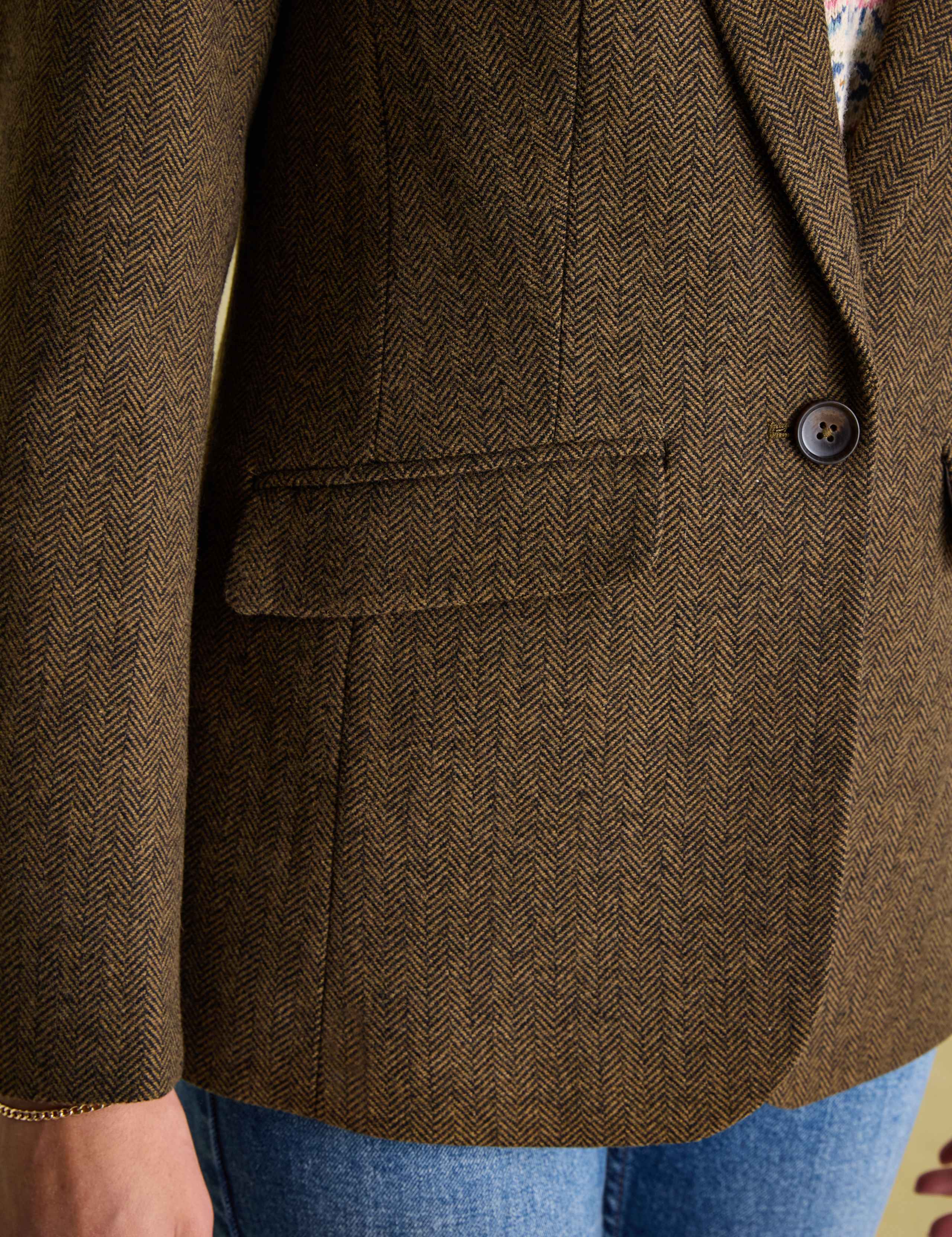 Wool Blend Tweed Herringbone Blazer 4 of 9