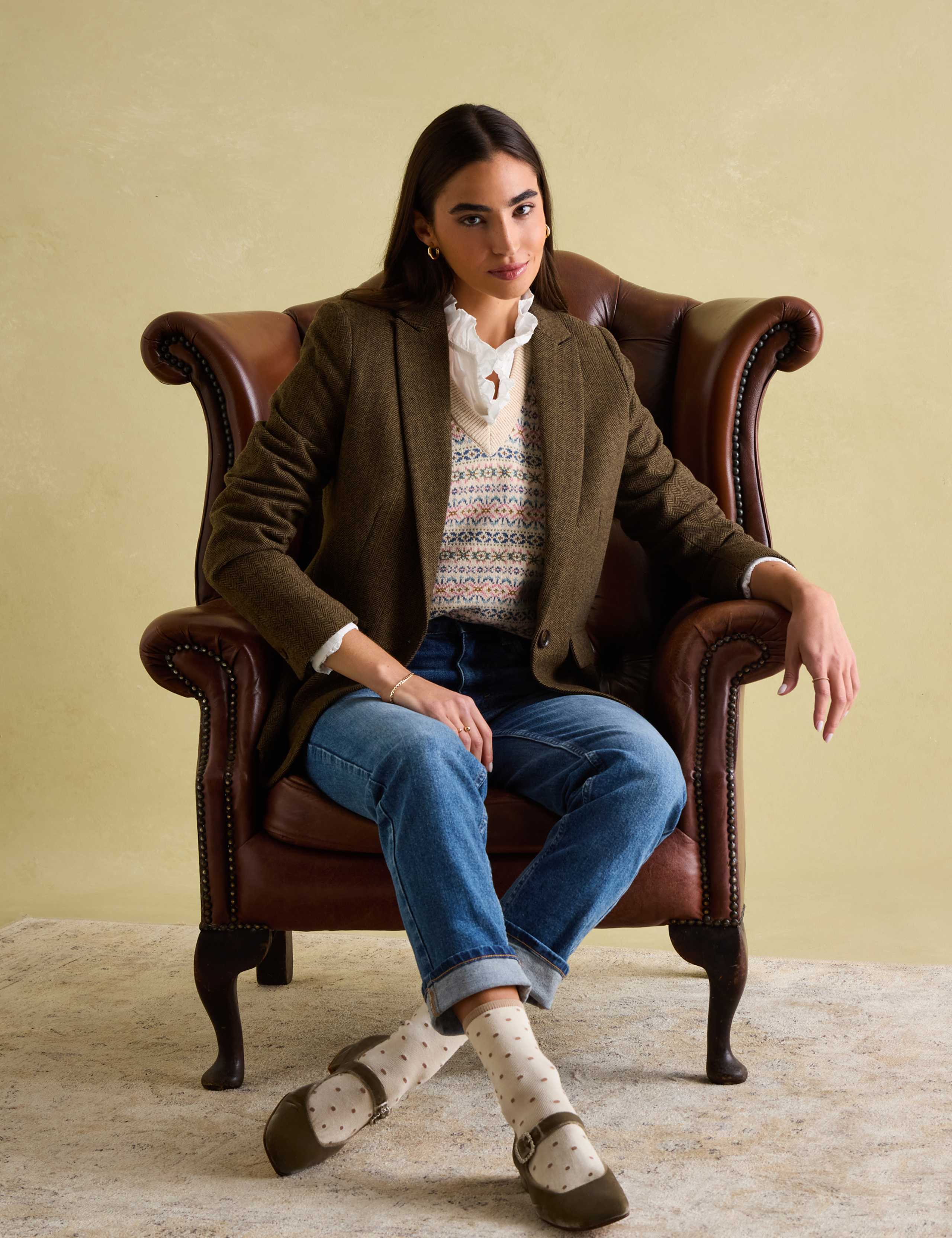Wool Blend Tweed Herringbone Blazer 9 of 9