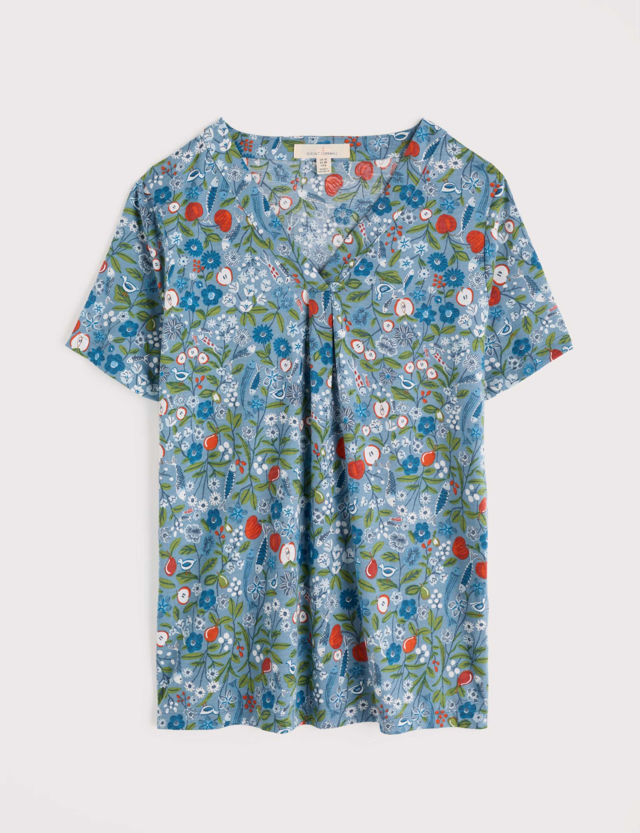 Cotton Rich Floral V-Neck Top 2 of 5