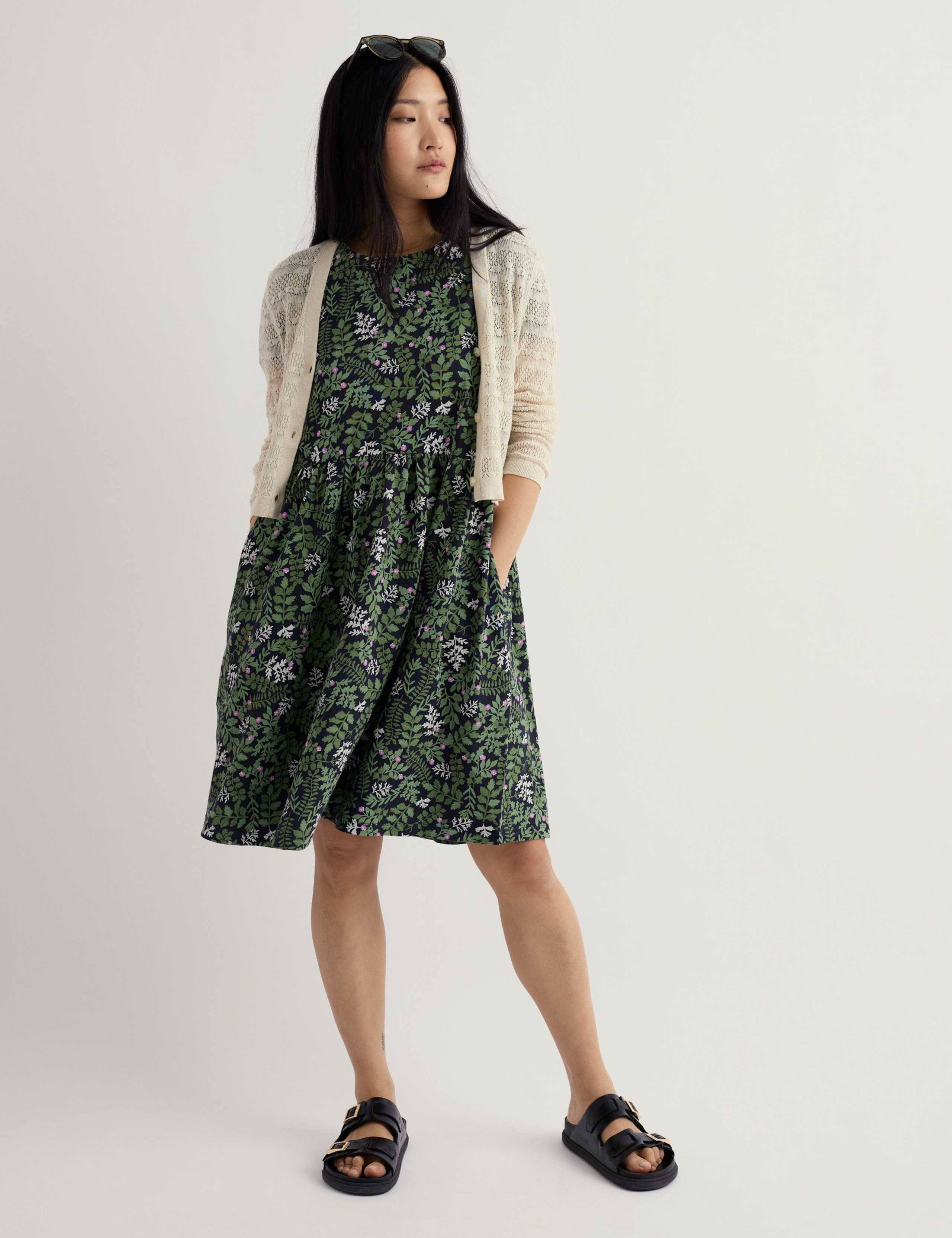 Pure Cotton Floral Mini Waisted Dress 3 of 5