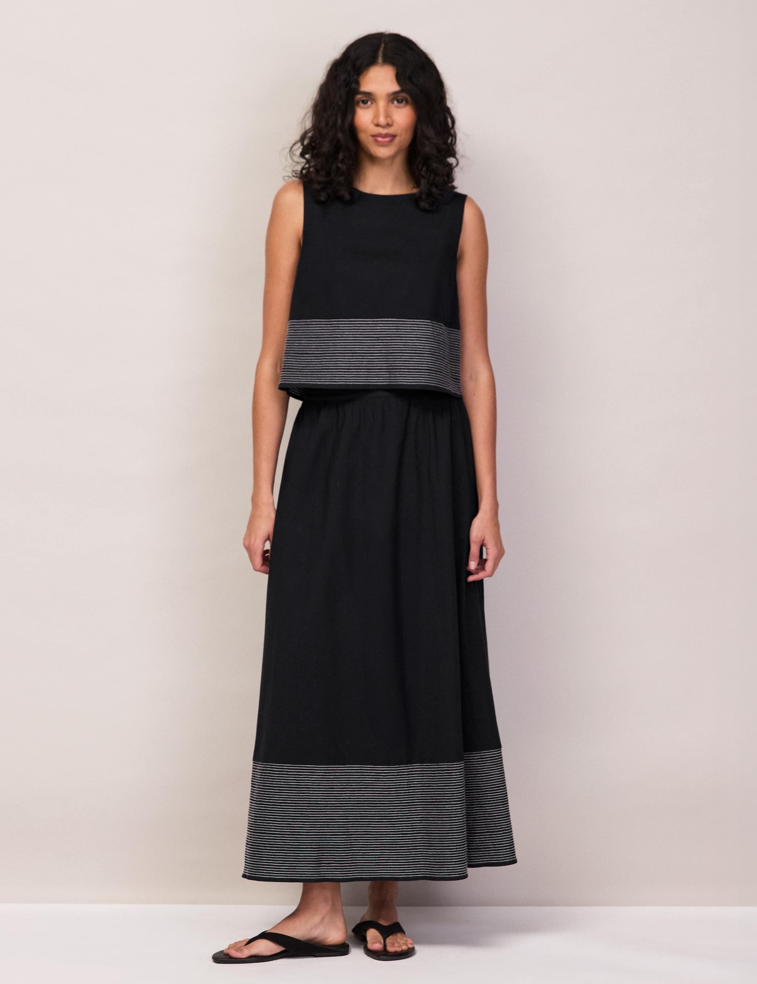 Pure Cotton Contrast Stitch Maxi Skirt 2 of 4