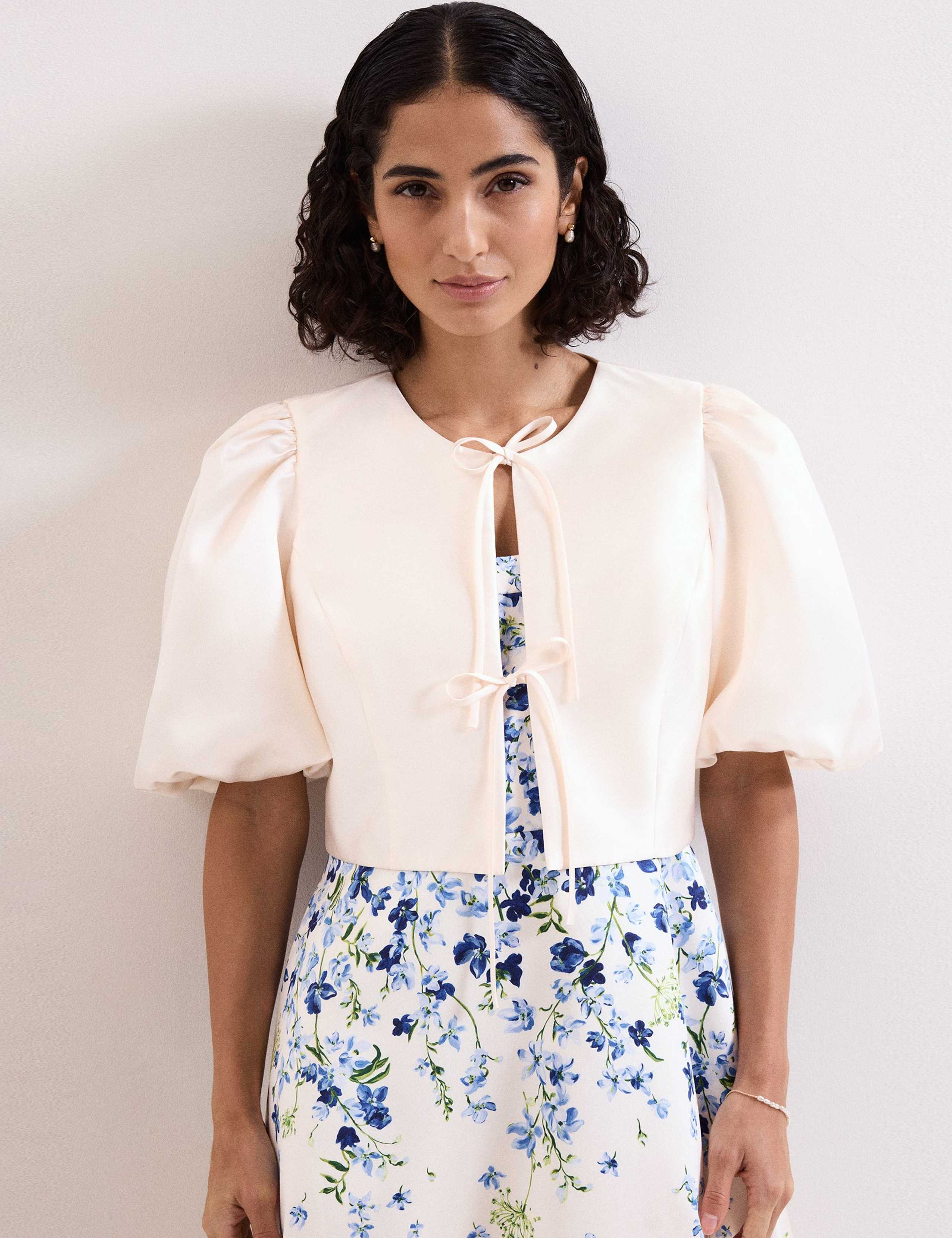 Collarless Cropped Jacket 1 of 6