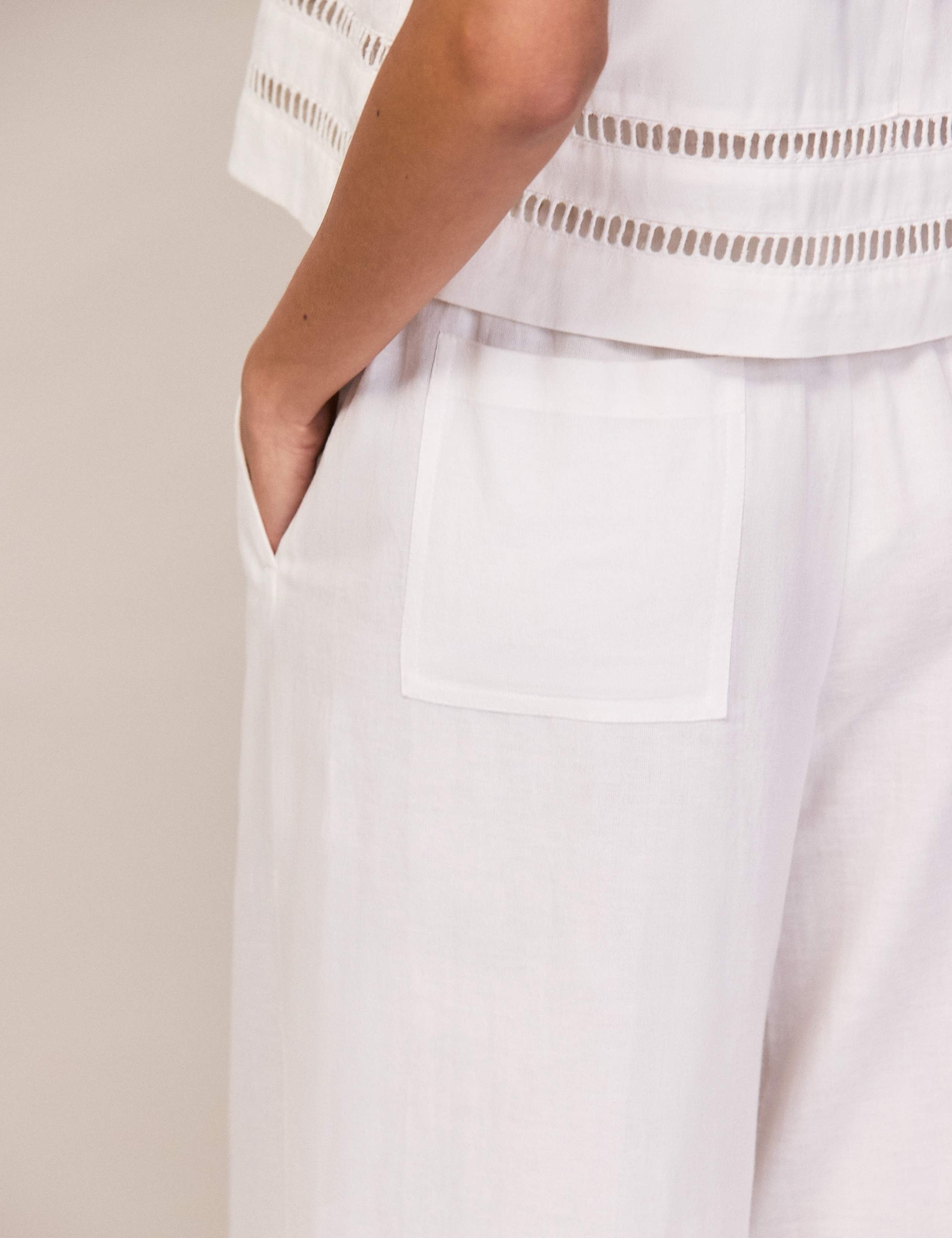 Cotton Blend Ladder Lace Wide Leg Trousers 4 of 7